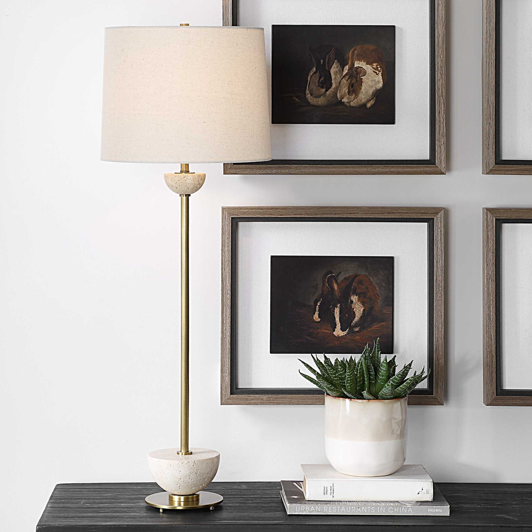 Hemisphere Brass Buffet Lamp
