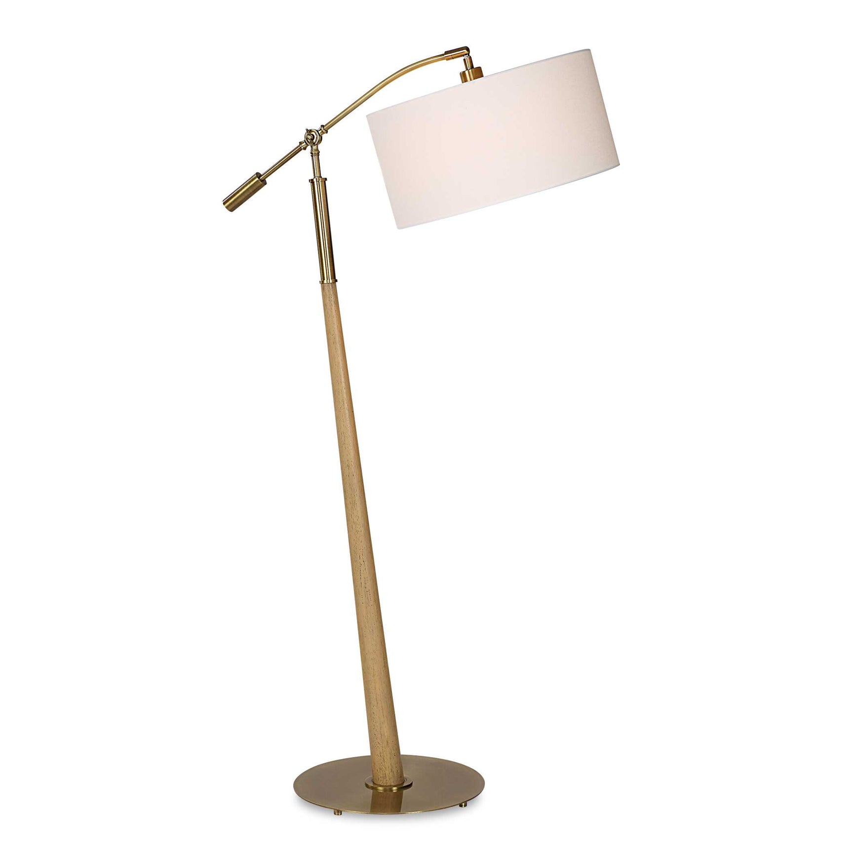 Kennett Brass/Brown/Woodtone Wooden Floor Lamp