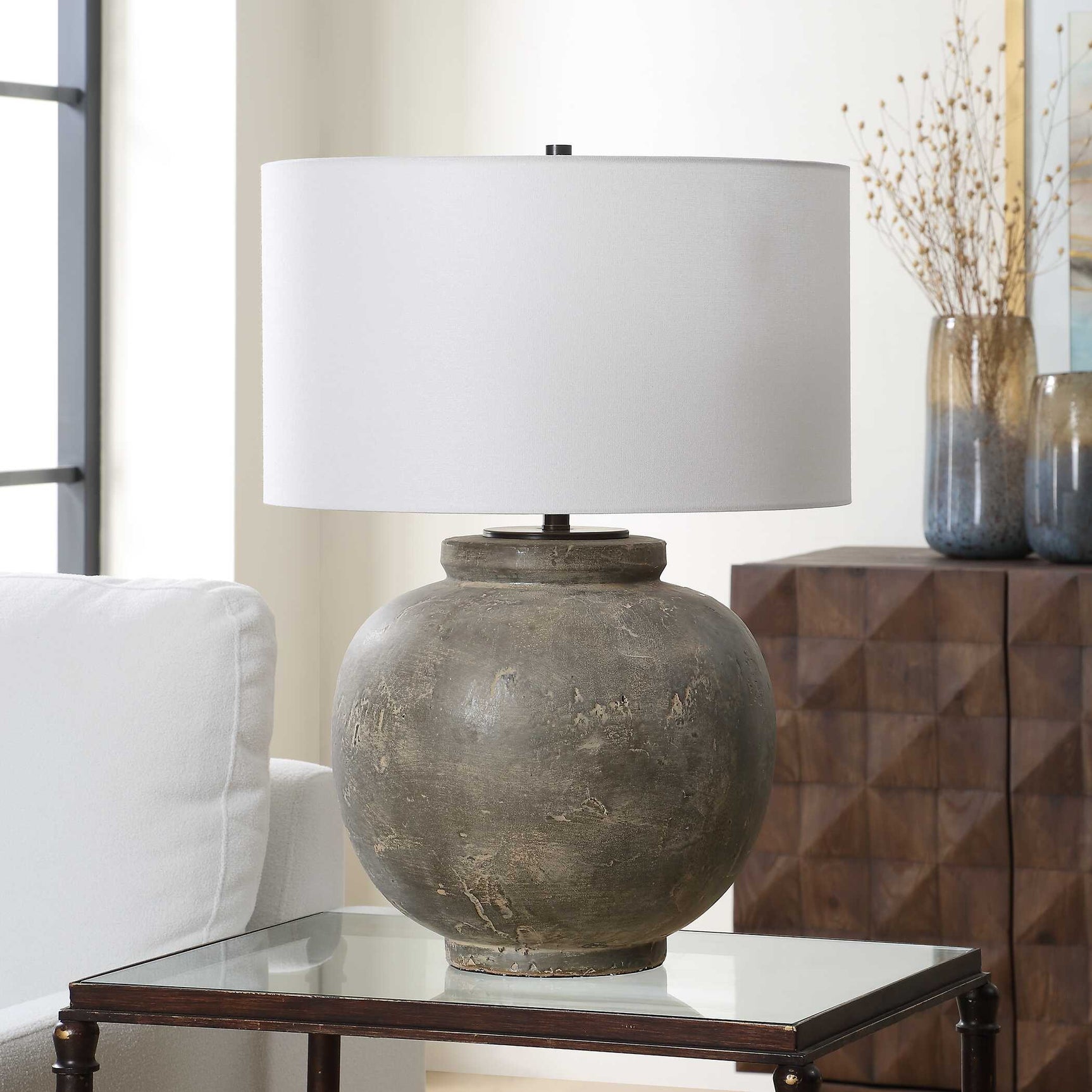 Rock Rust Brown Ages Table Lamp