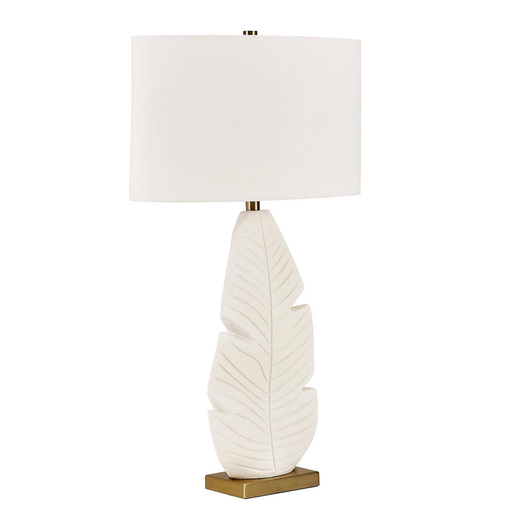 Palm Leaf White Table Lamp