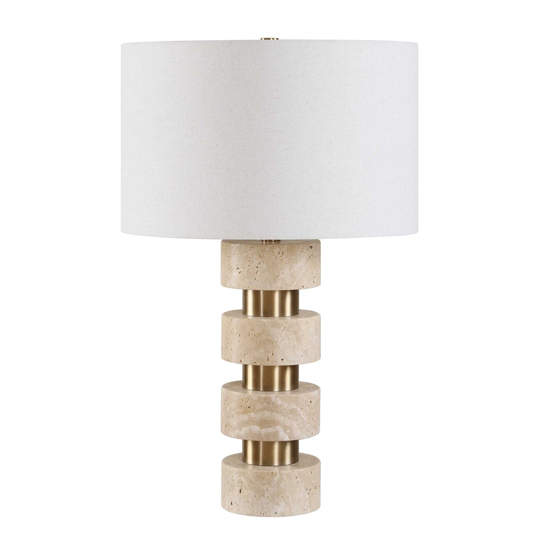 Makani Gold/White Travertine Table Lamp