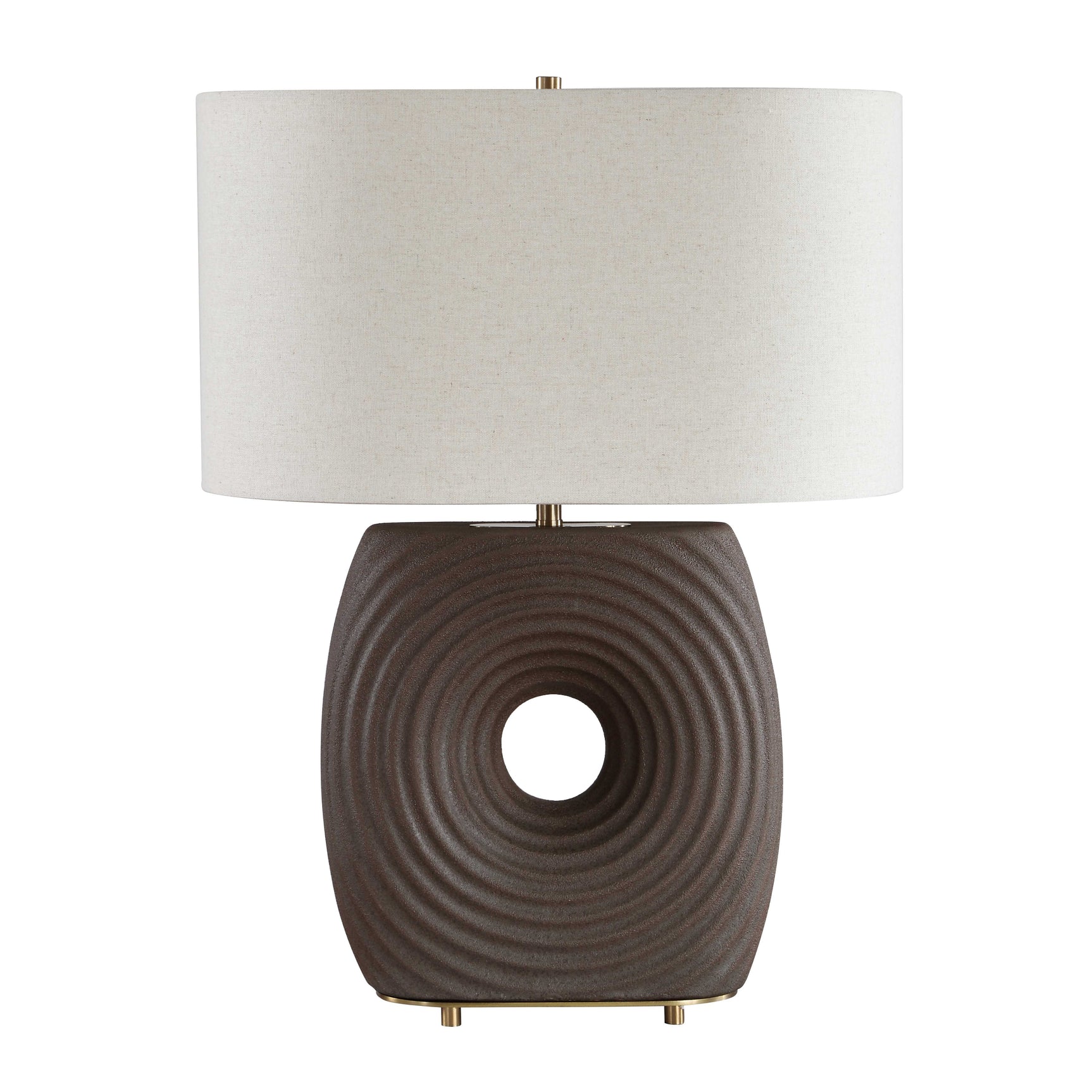 Geno Brown Concentric Ribbed Table Lamp