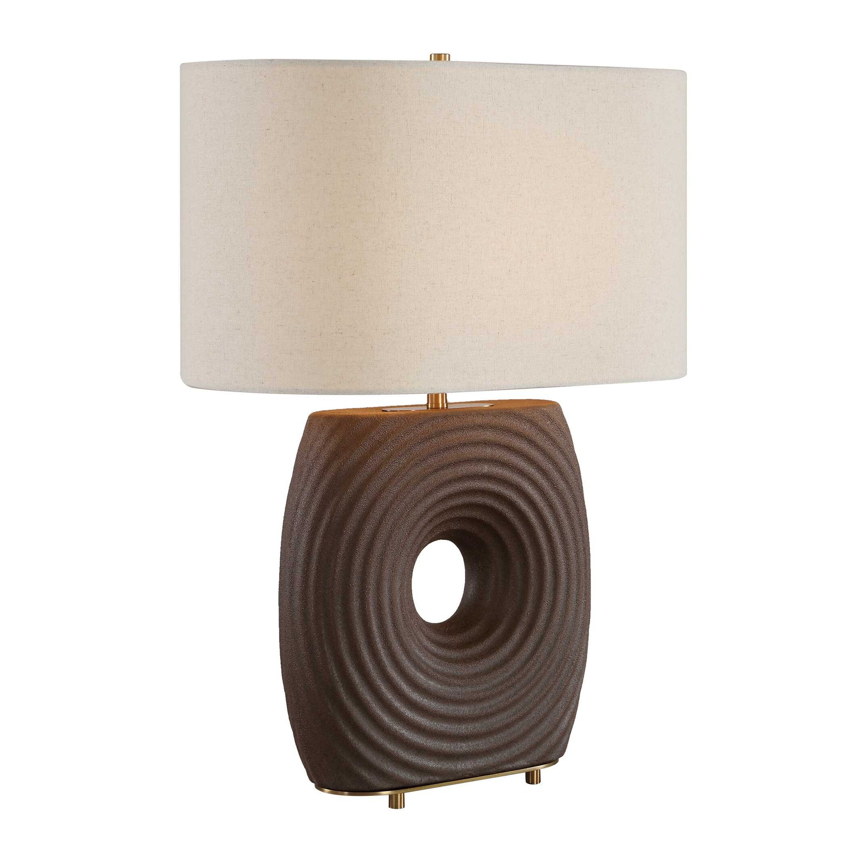 Geno Brown Concentric Ribbed Table Lamp