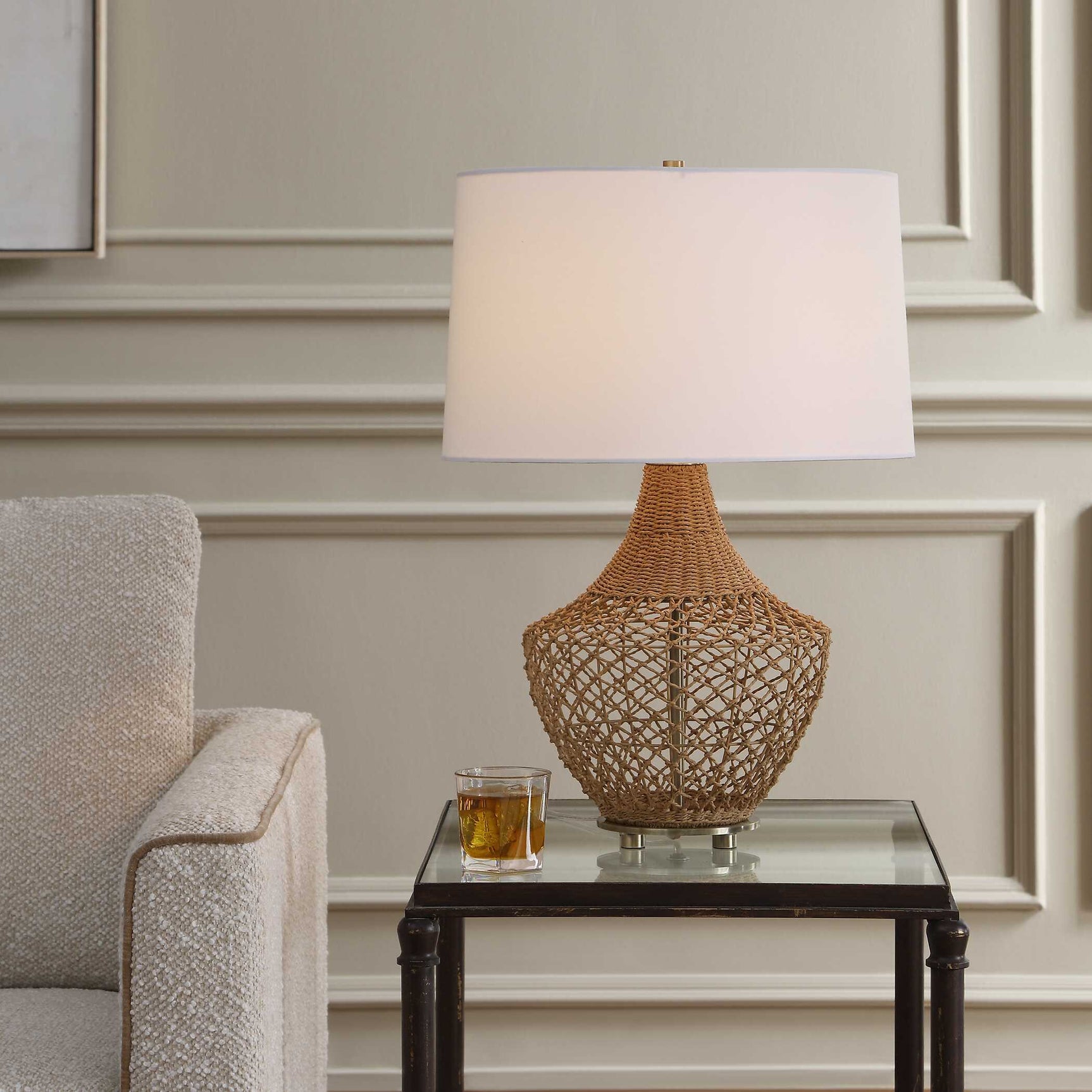 Samori Woodtone Rattan Table Lamp