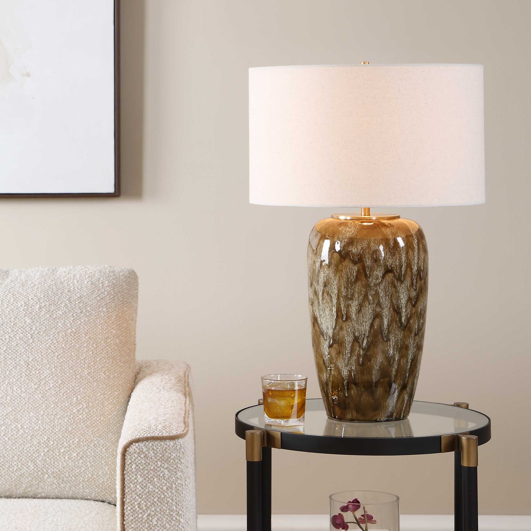 Torrence Brown/White Glazed Table Lamp