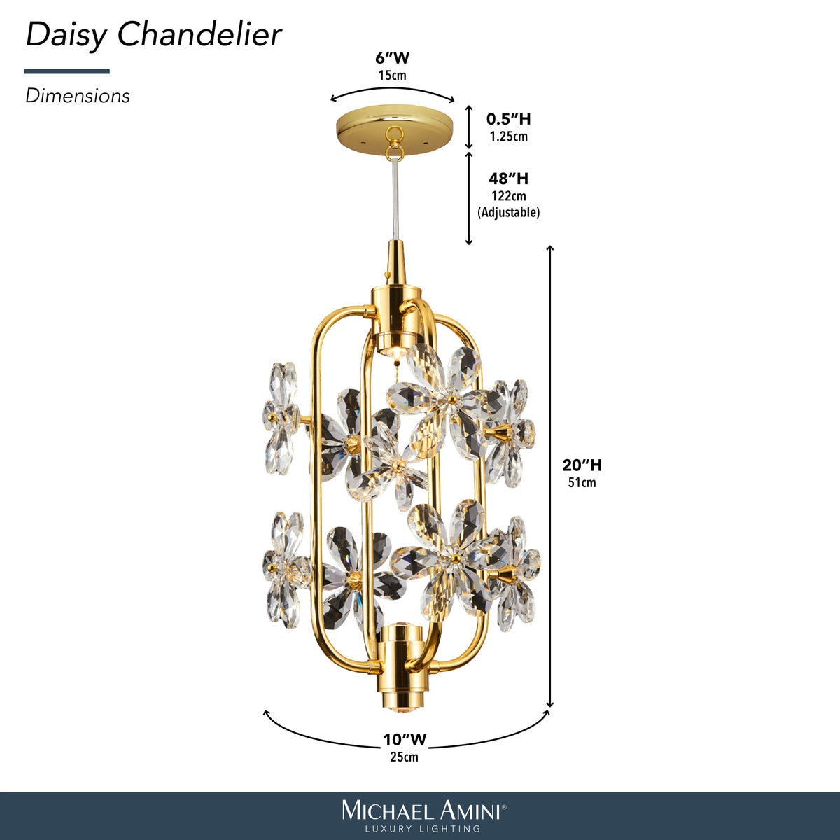Daisy Gold 20" Crystal LED Chandelier