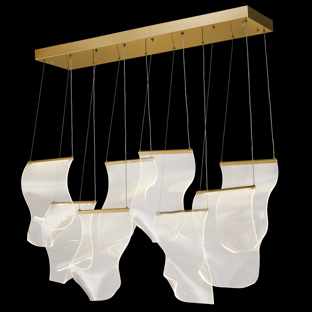 Sheer Waves Gold 8-Light Modern LED Chandelier