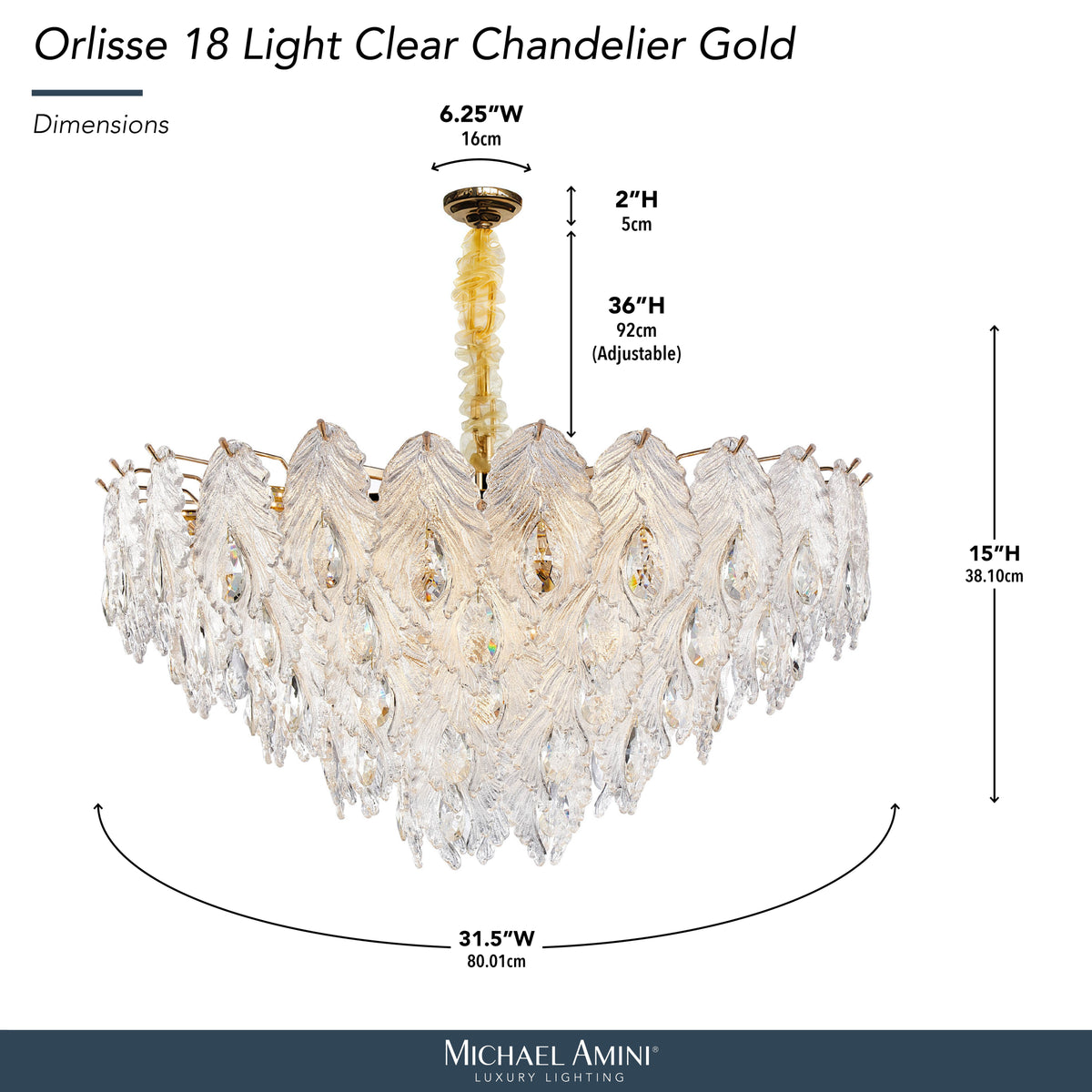 Orlisse Gold 18-Light Acrylic Chandelier