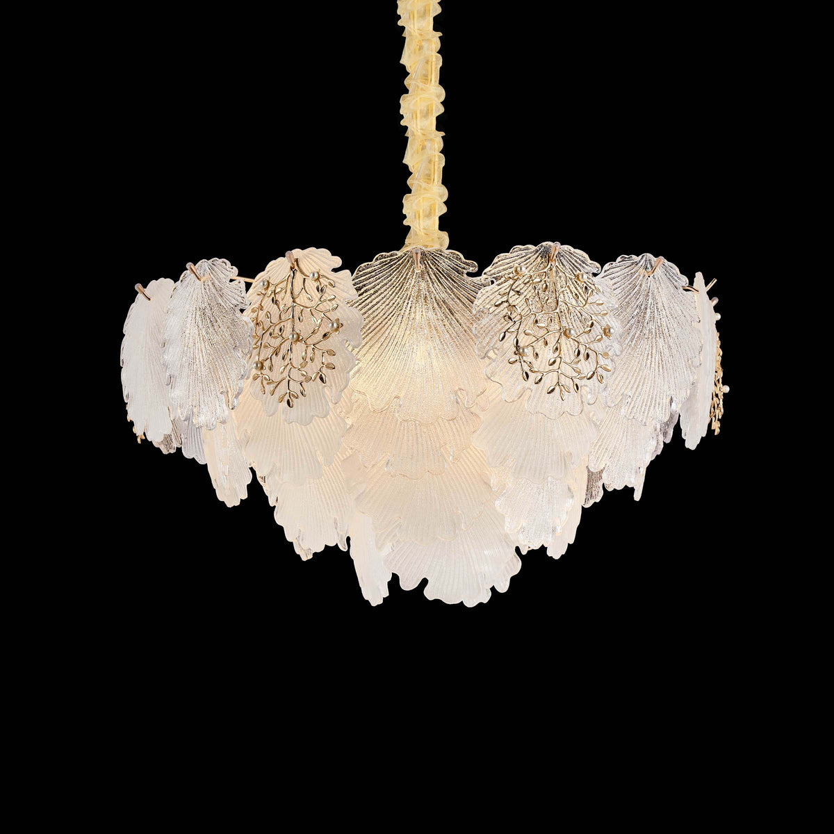Almara Frost/Gold 9-Light Frosted Glass Chandelier
