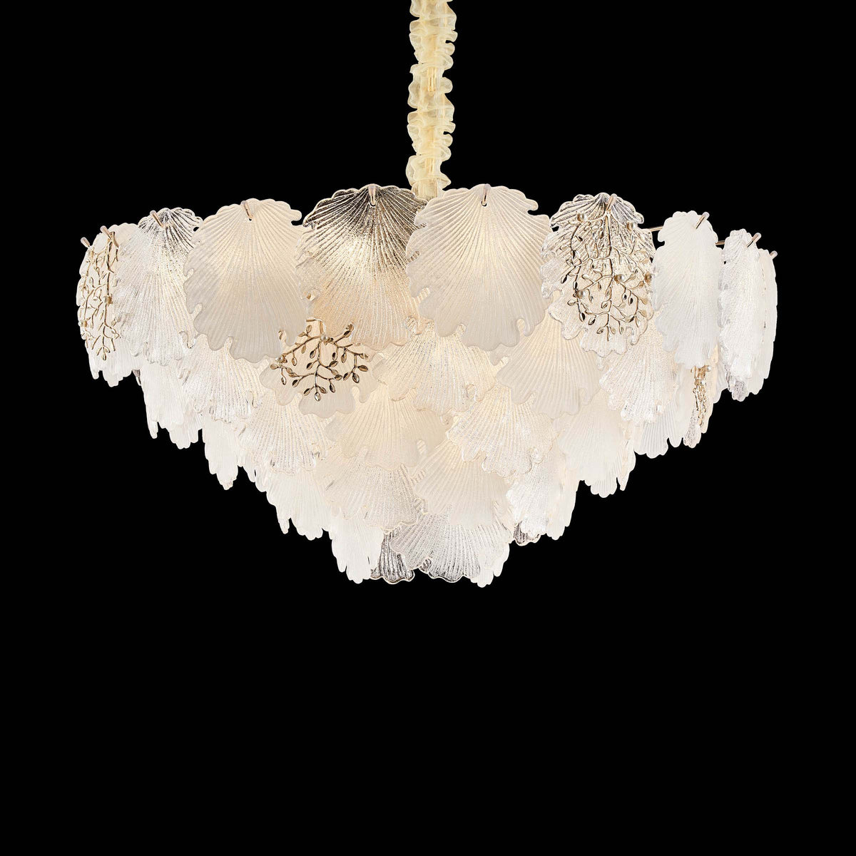 Almara Frost/Gold 18-Light Frosted Glass Chandelier