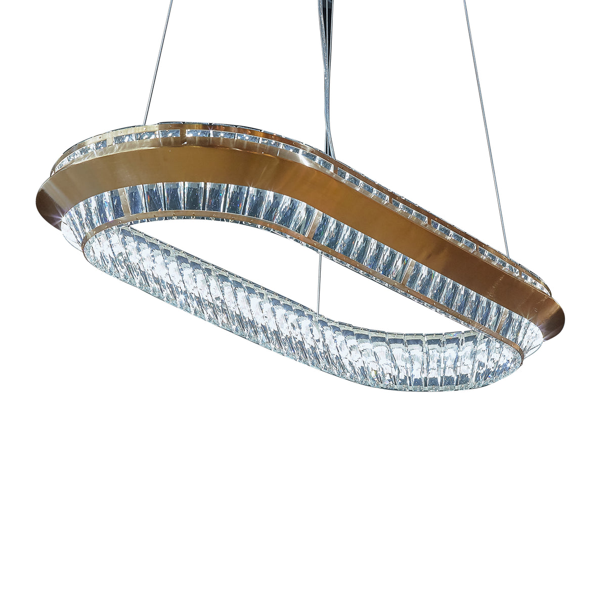 Base Camp Gold Oval Crystal LED Chandelier