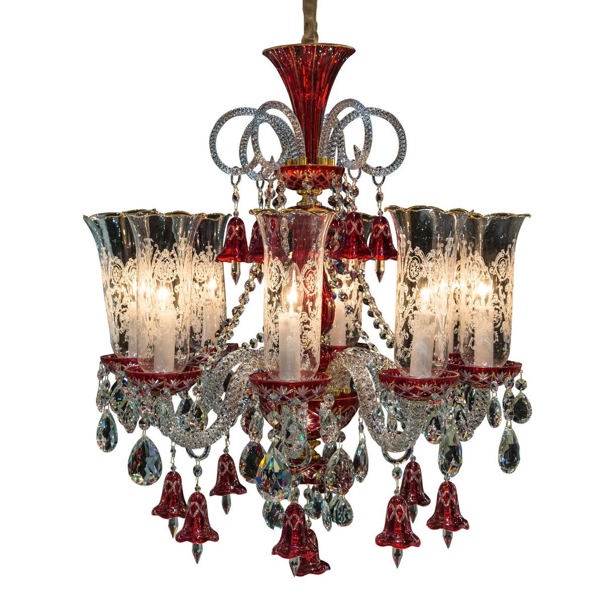 Winter Palace Ruby Red 8-Light Traditional Crystal Chandelier
