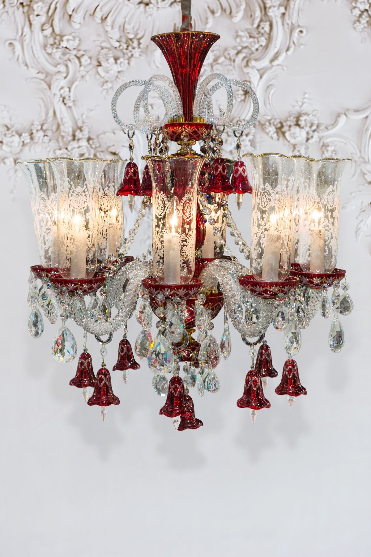 Winter Palace Ruby Red 8-Light Traditional Crystal Chandelier