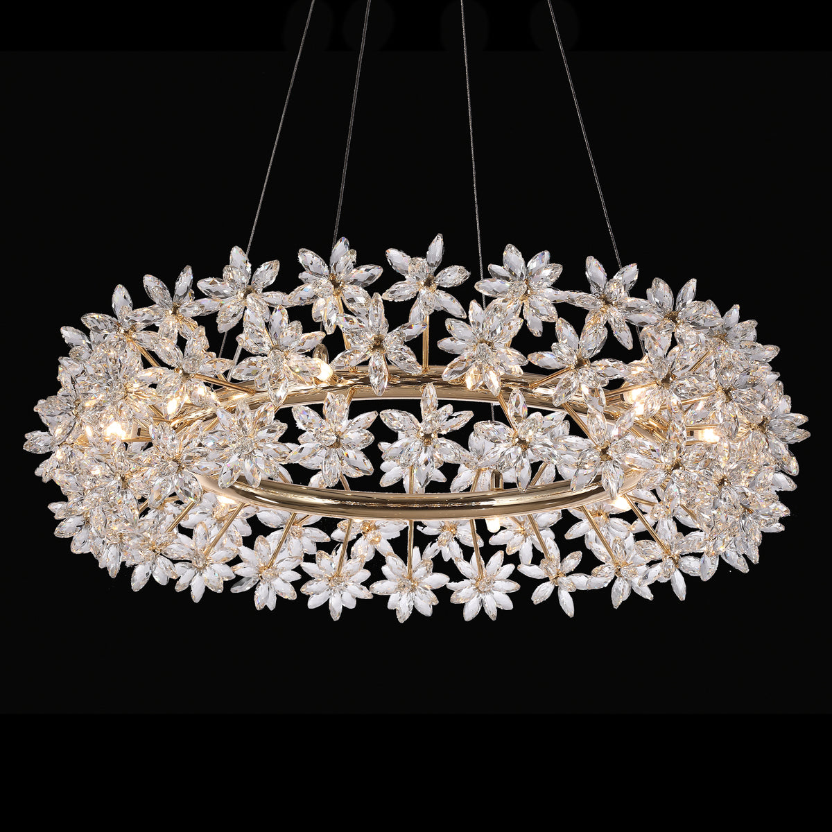 Bouquet Gold Round 32" Crystal Chandelier