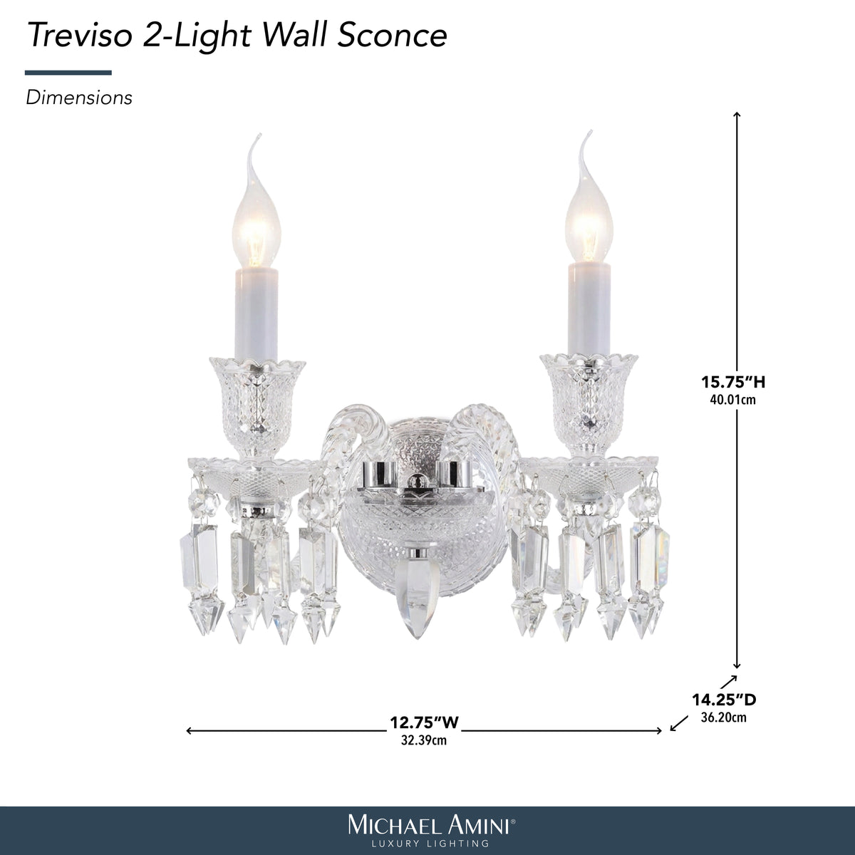 Treviso Clear 2-Light Traditional Crystal Wall Sconce