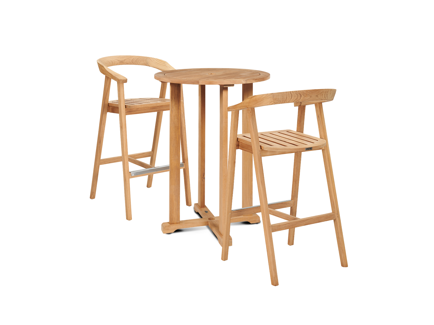 La Costa 3-Piece Teak Outdoor Round Bar Dining Set - Ornate Home