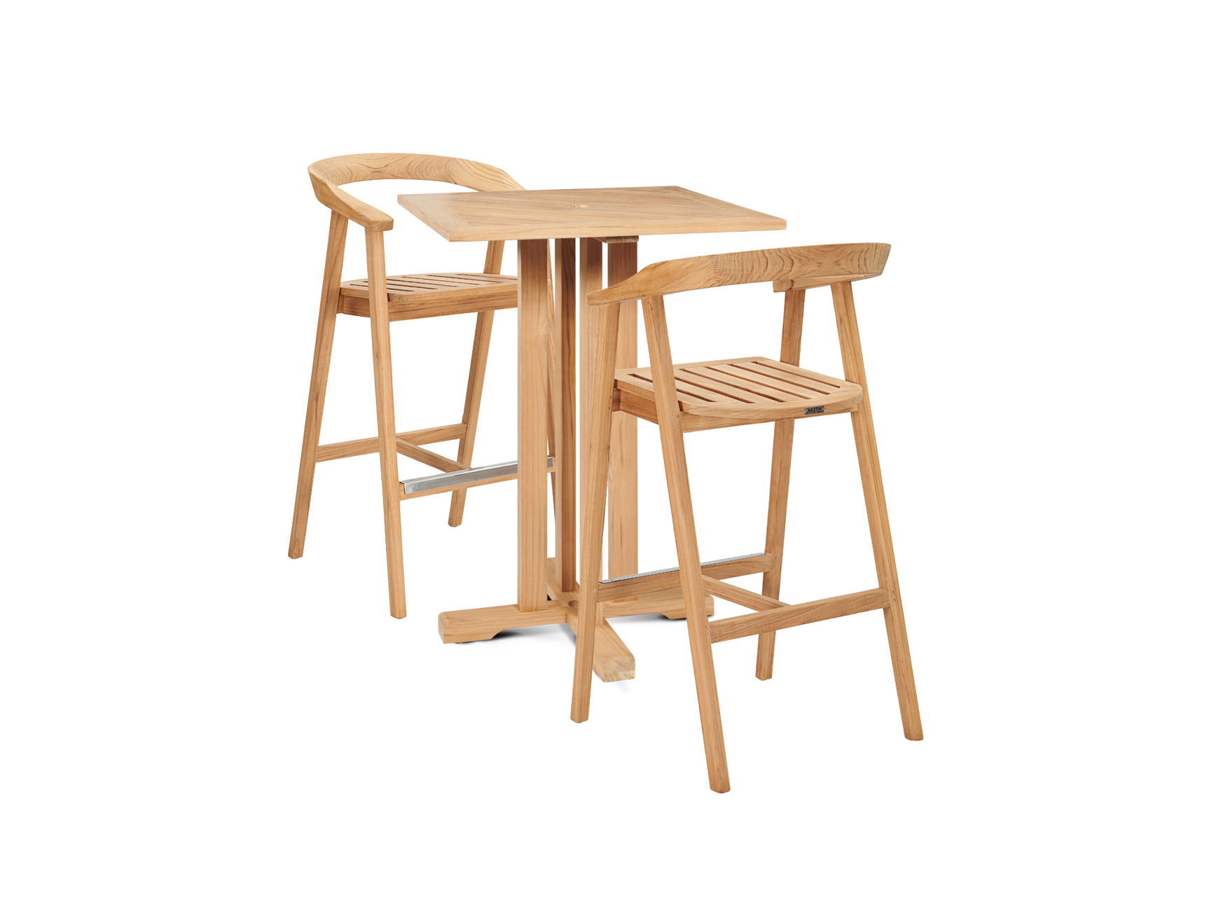 La Costa 3-Piece Teak Outdoor Square Bar Dining Set - Ornate Home