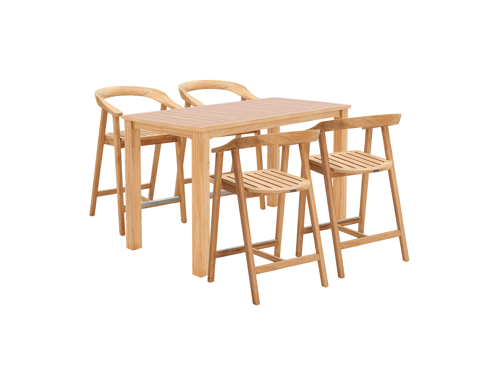 La Costa 5-Piece Teak Outdoor Counter Height Dining Set - Ornate Home