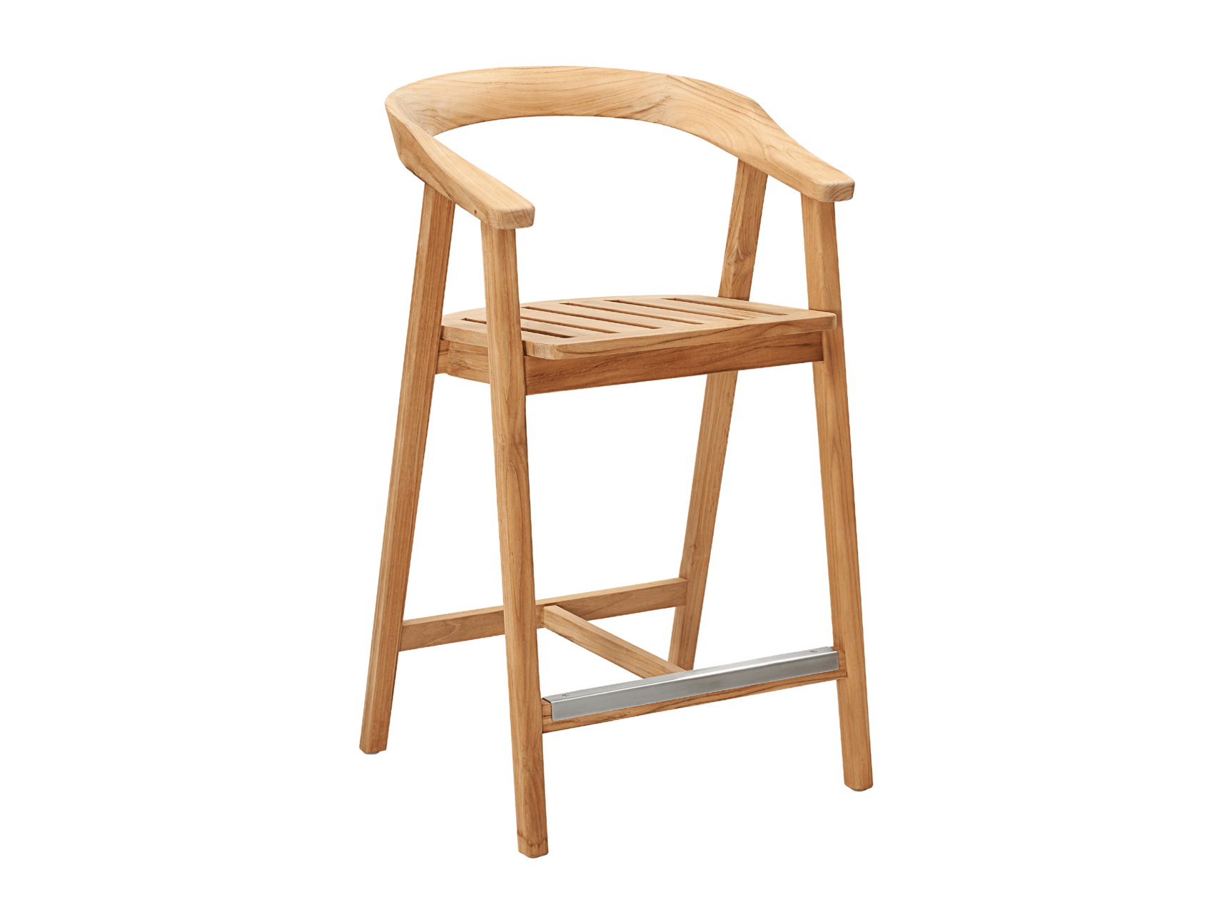 La Costa Teak Outdoor Barrel Back Counter Height Armchair - Ornate Home