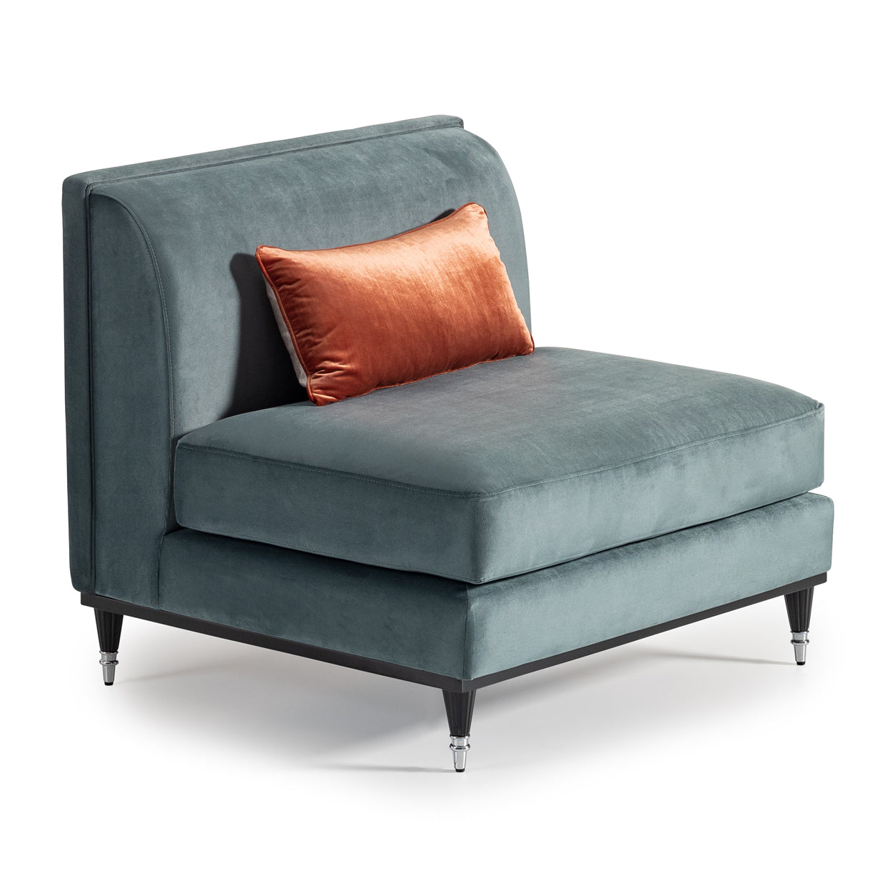 La Francaise Black Ice/Azure Armless Accent Chair - Ornate Home