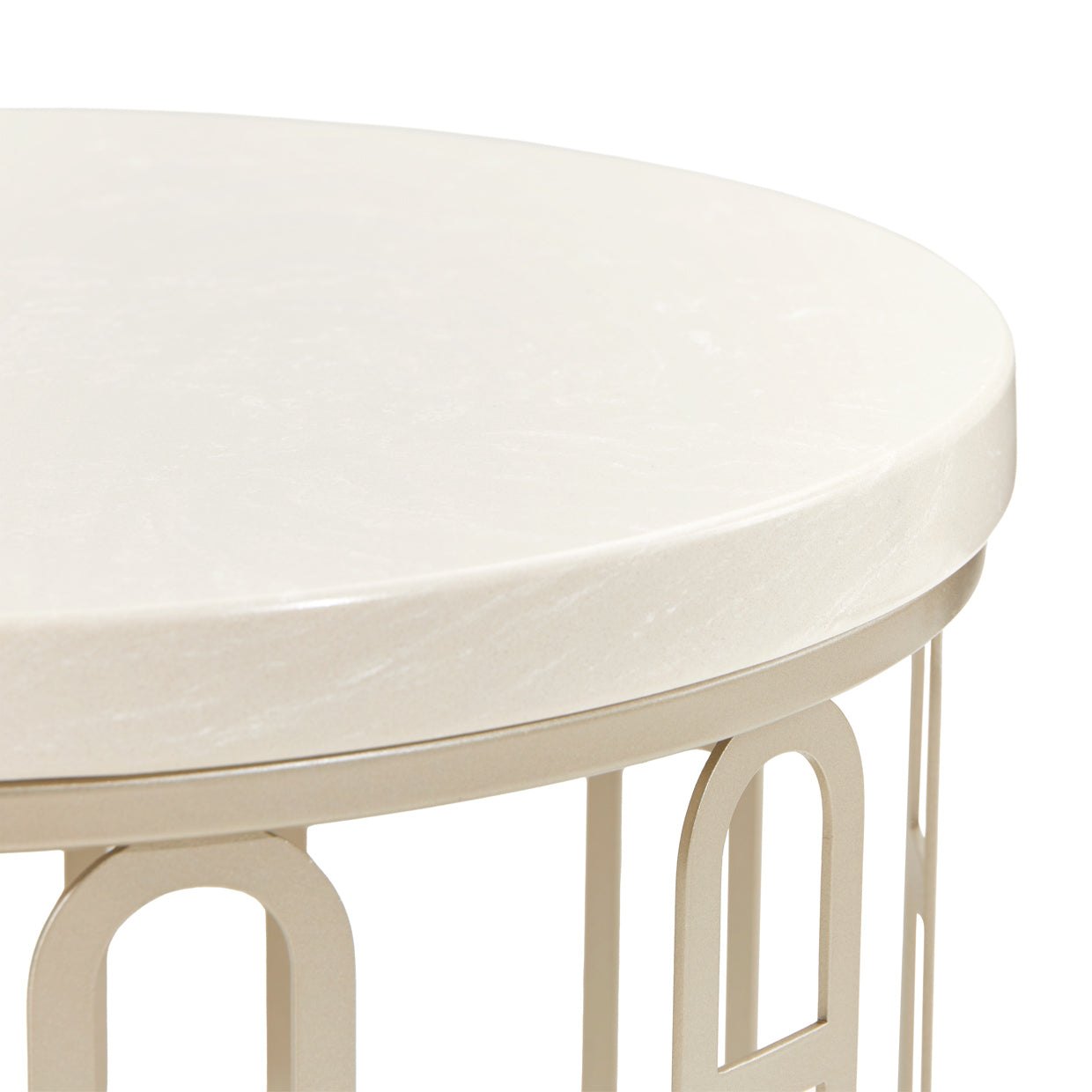 La Marisia Champagne Gold Marble Chairside Table - Ornate Home