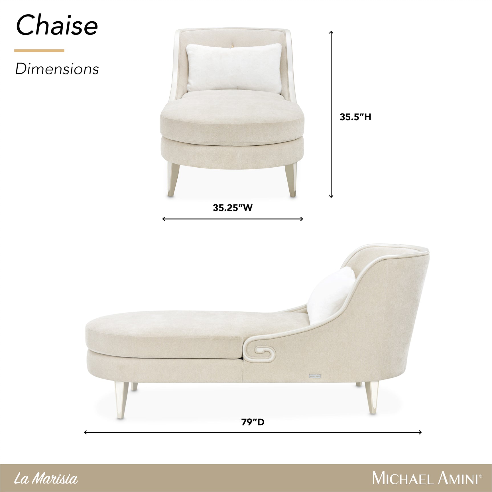 La Marisia Champagne Gold/Tranquil Chenille Chaise - Ornate Home