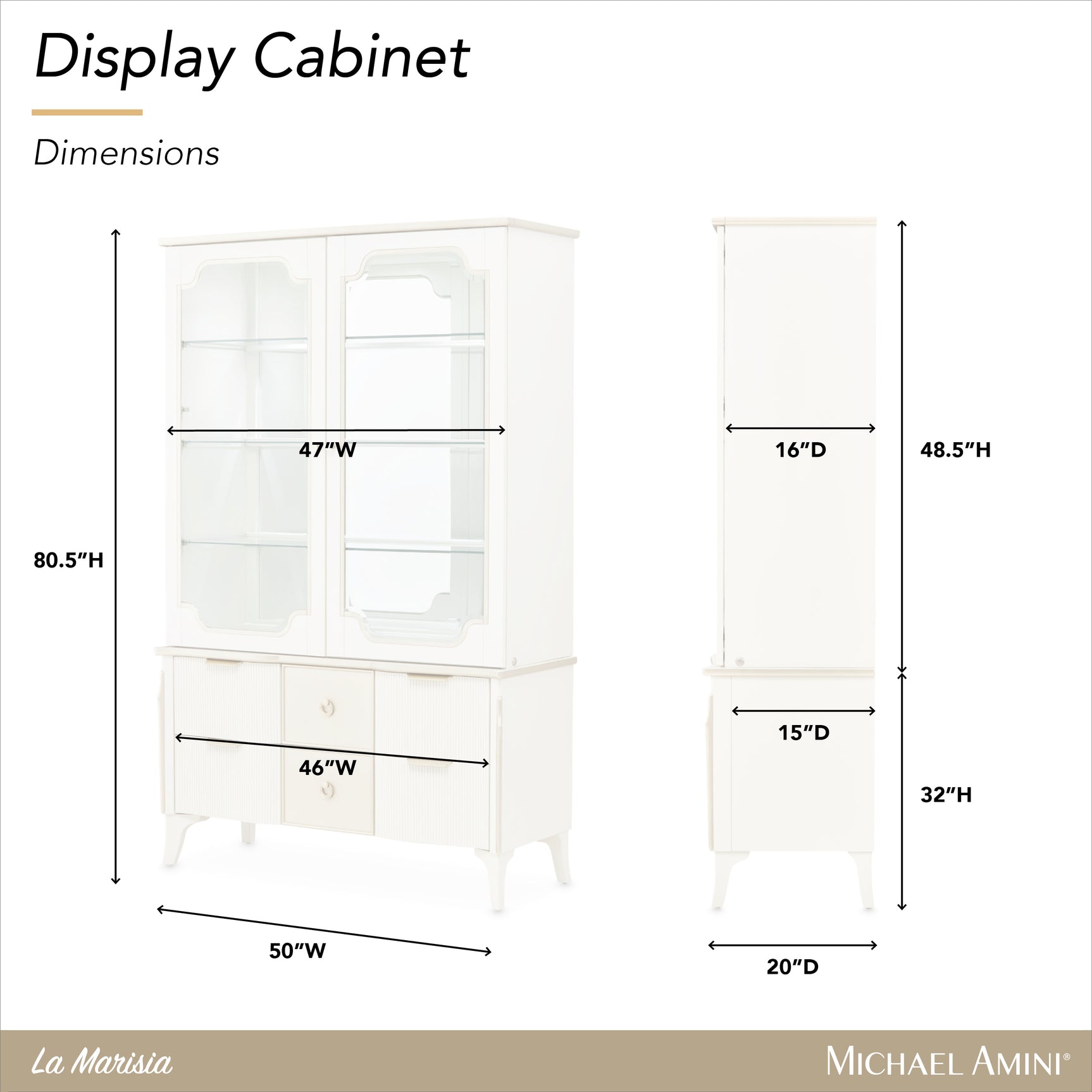 La Marisia Creamy Pearl Display Cabinet - Ornate Home