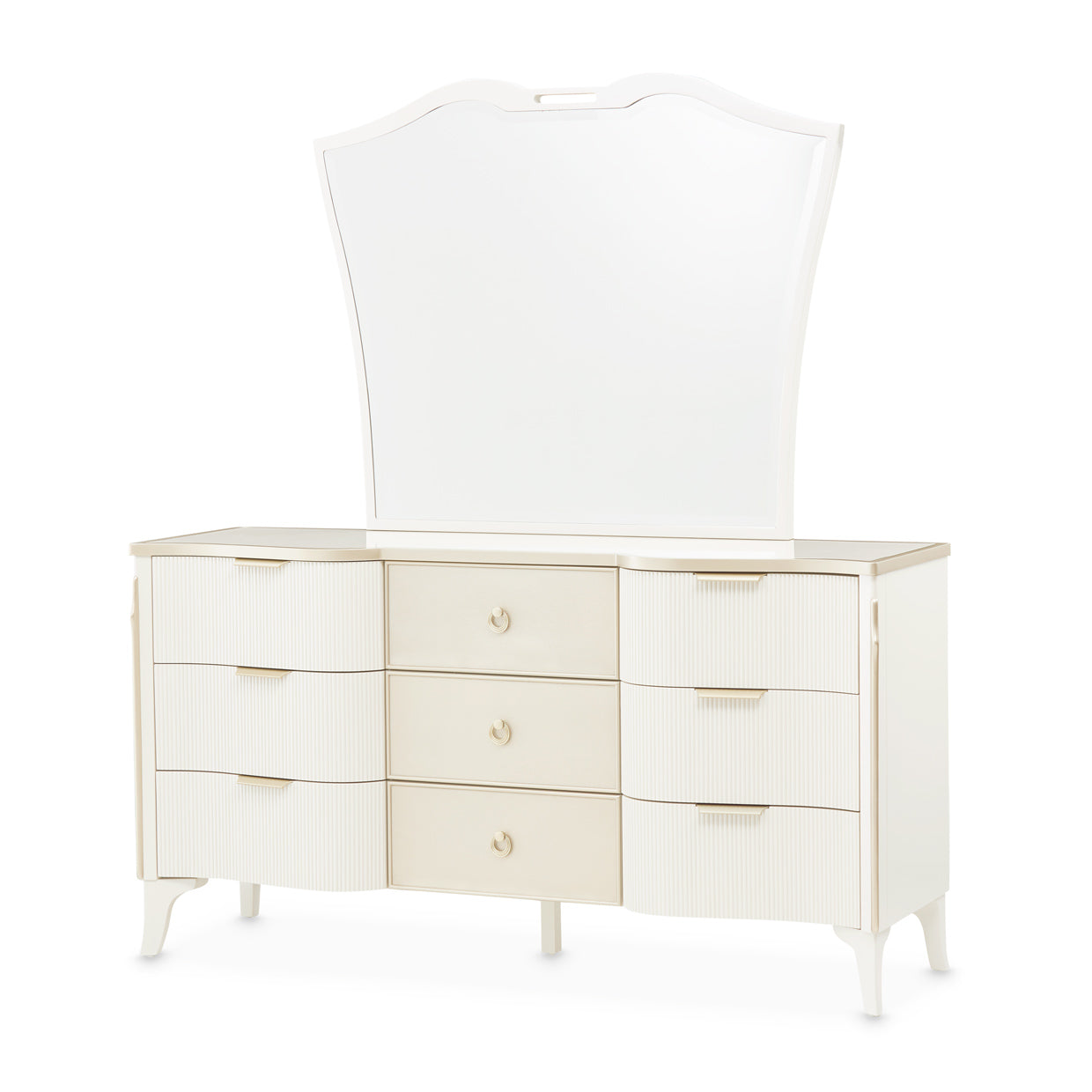 La Marisia Creamy Pearl Dresser with Mirror - Ornate Home