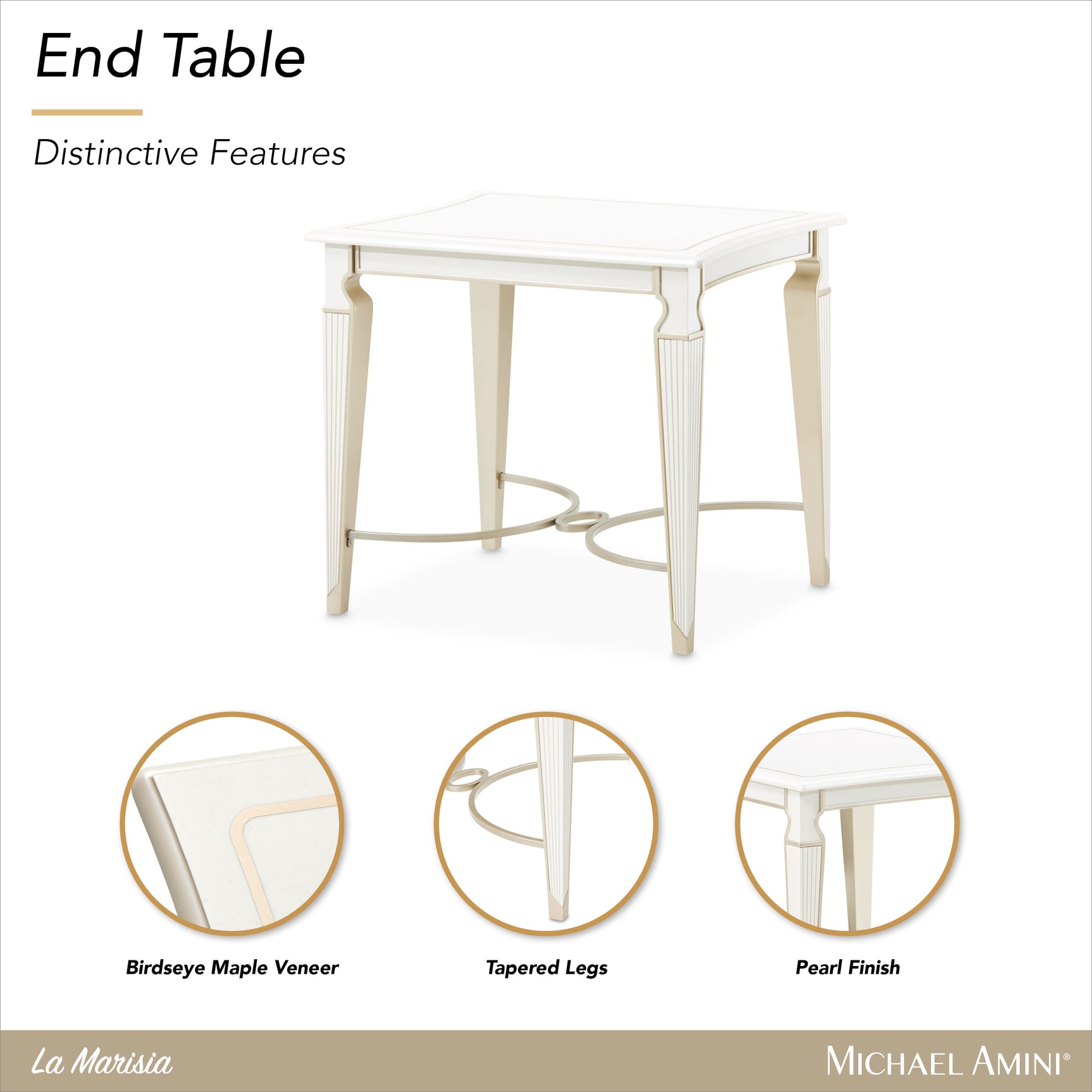 La Marisia Creamy Pearl End Table - Ornate Home