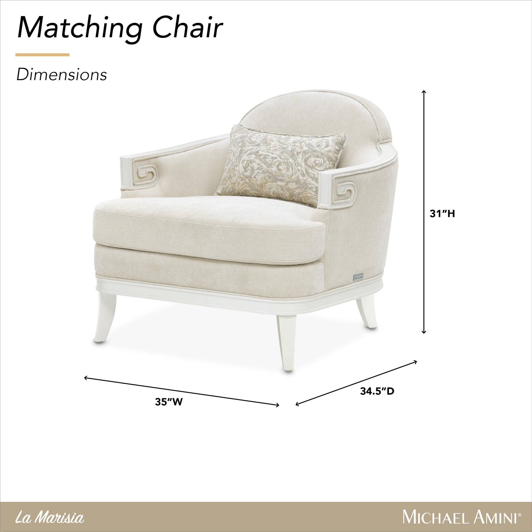 La Marisia Creamy Pearl/Tranquil Chenille Matching Chair - Ornate Home