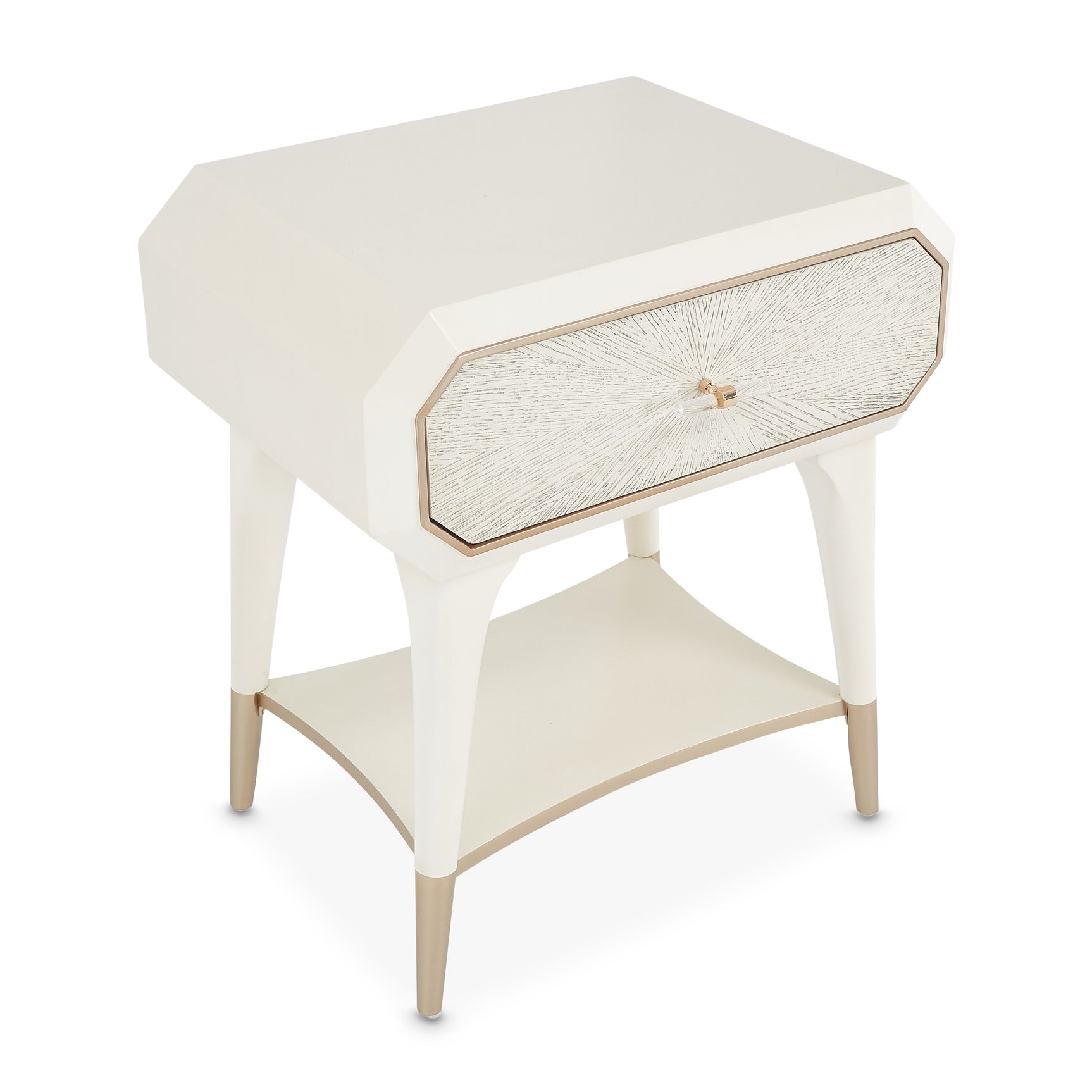 La Rachelle Medium Champagne 1-Drawer Nightstand - Ornate Home