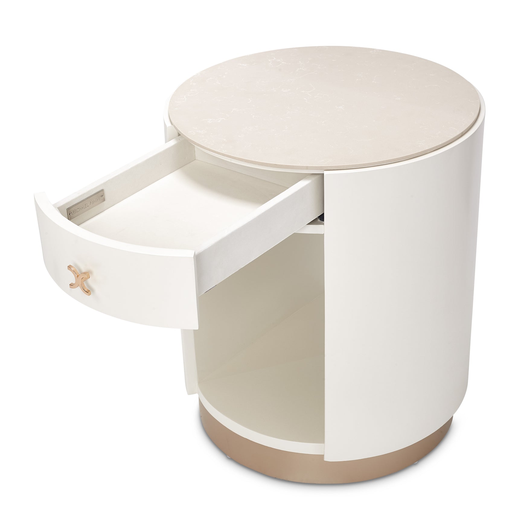 La Rachelle Medium Champagne Round End Table - Ornate Home