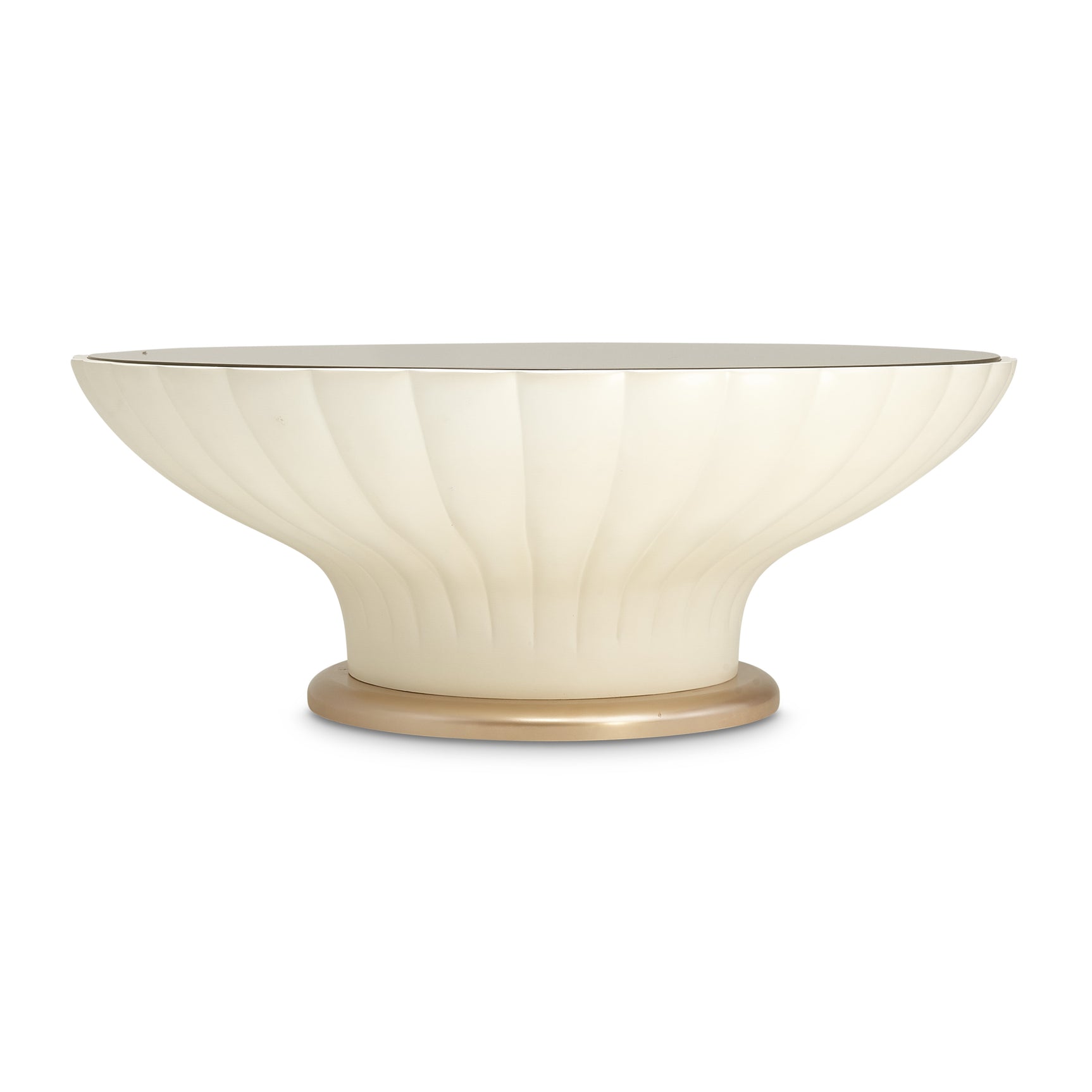 La Rachelle Medium Champagne Scalloped Round Cocktail Table - Ornate Home