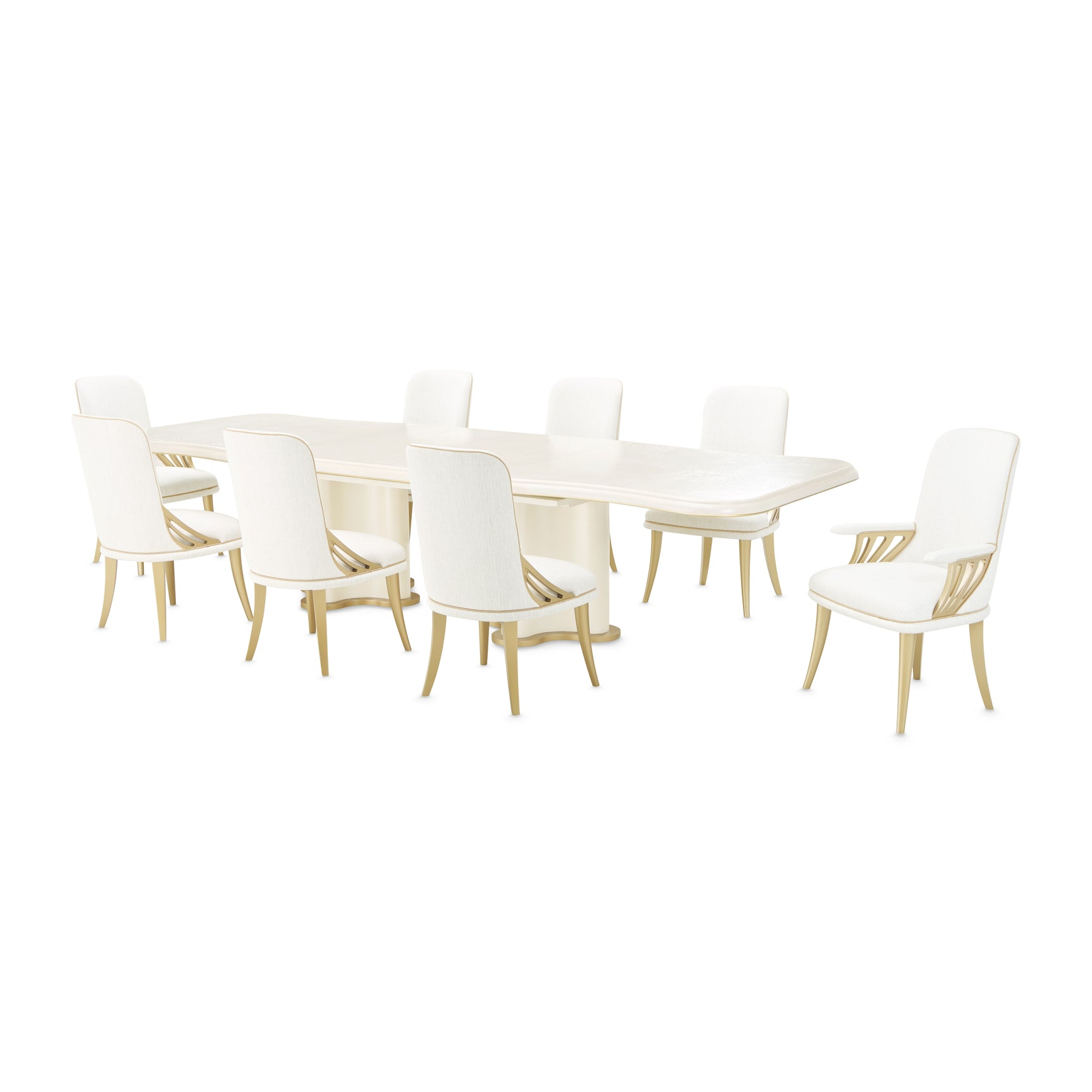 La Terrazza Creamy Pearl Double Pedestal Dining Table - Ornate Home
