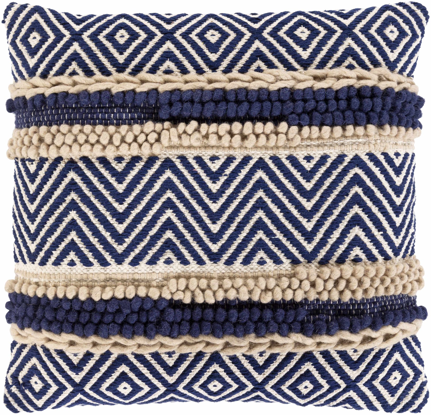 Labrador Navy Diamond Chevron Throw Pillow - Ornate Home