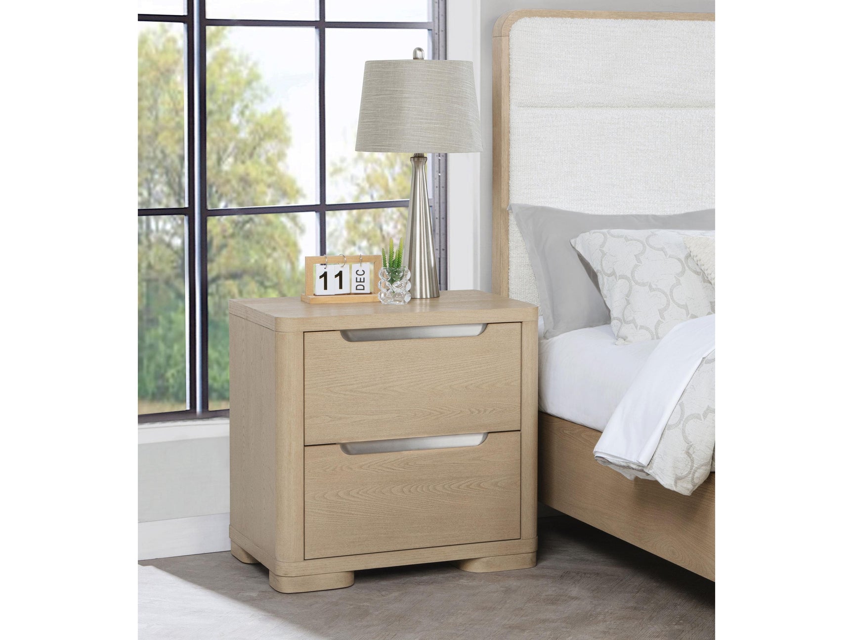 Ladera Light Elm 2-drawer Nightstand Bedside Table - Ornate Home