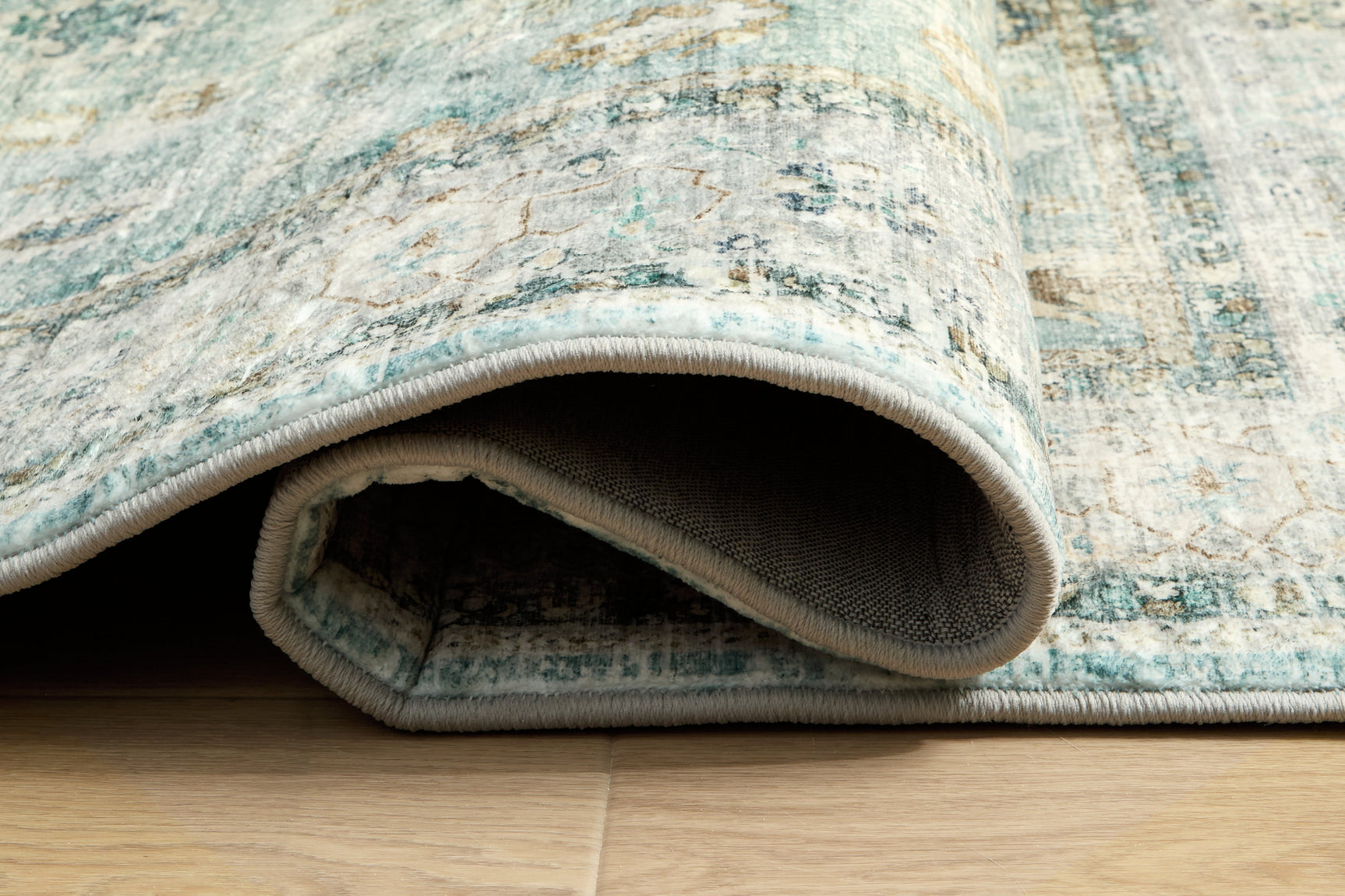 Ladstoney Teal/Beige/Ochre Memory Foam Large Rug (Online Special Price) - Ornate Home