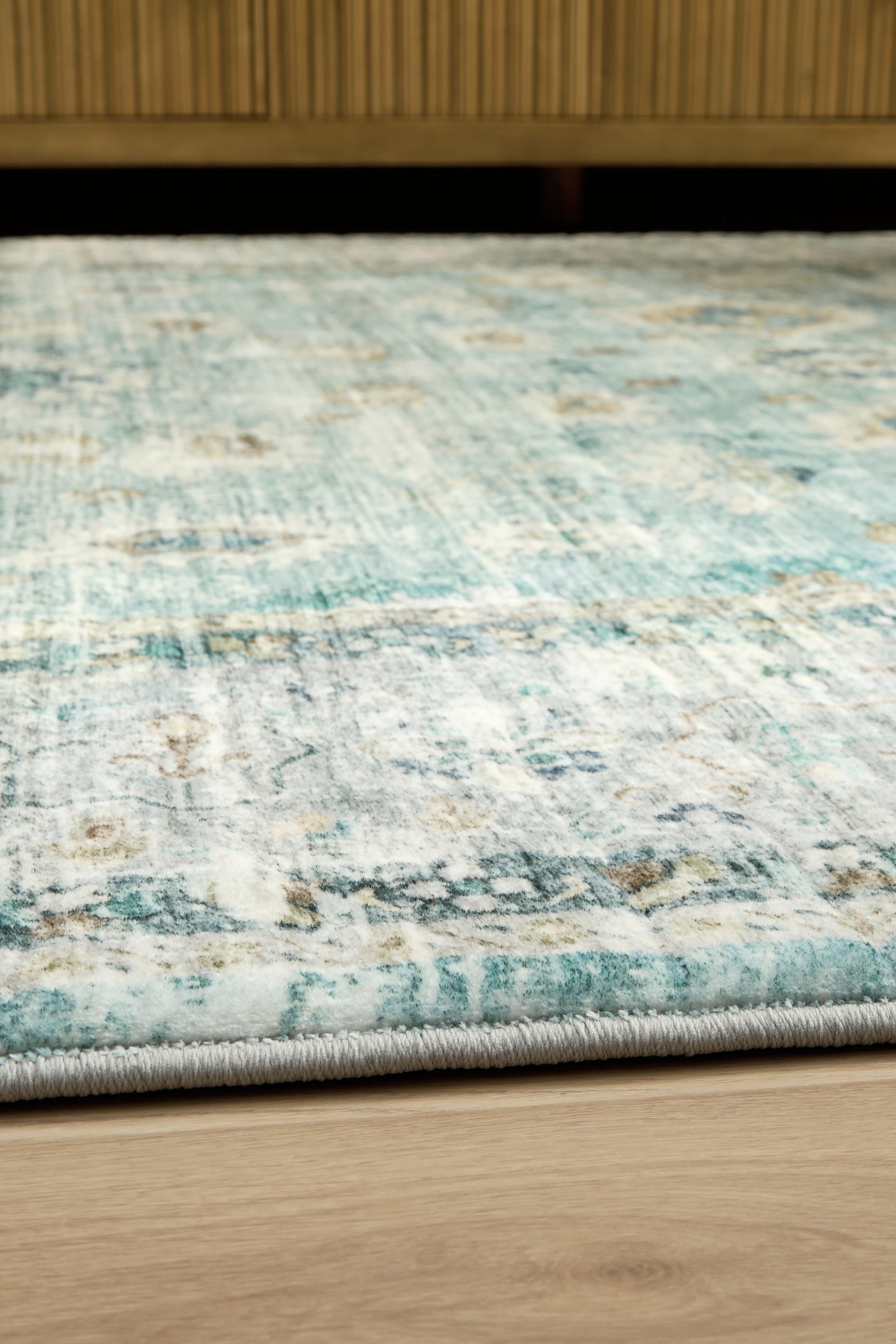 Ladstoney Teal/Beige/Ochre Memory Foam Large Rug - Ornate Home