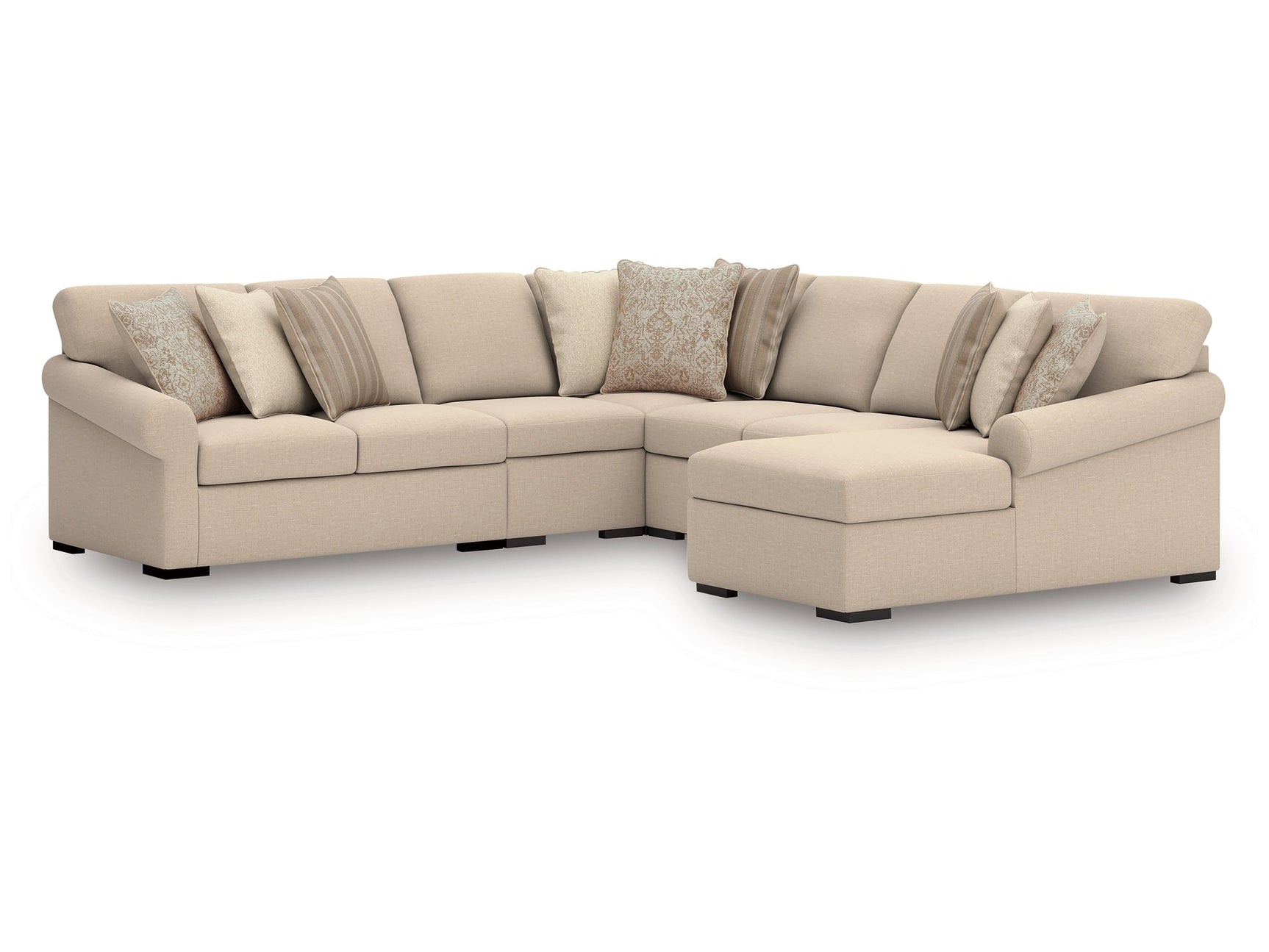 LadyMae Twill 5-Piece Sectional Right Chaise - Ornate Home