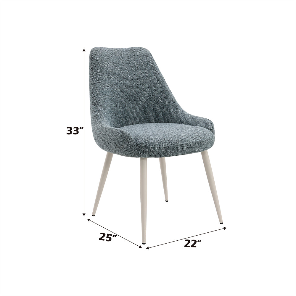Laela Light Blue Boucle & White Side Chair (Set of 2) - Ornate Home