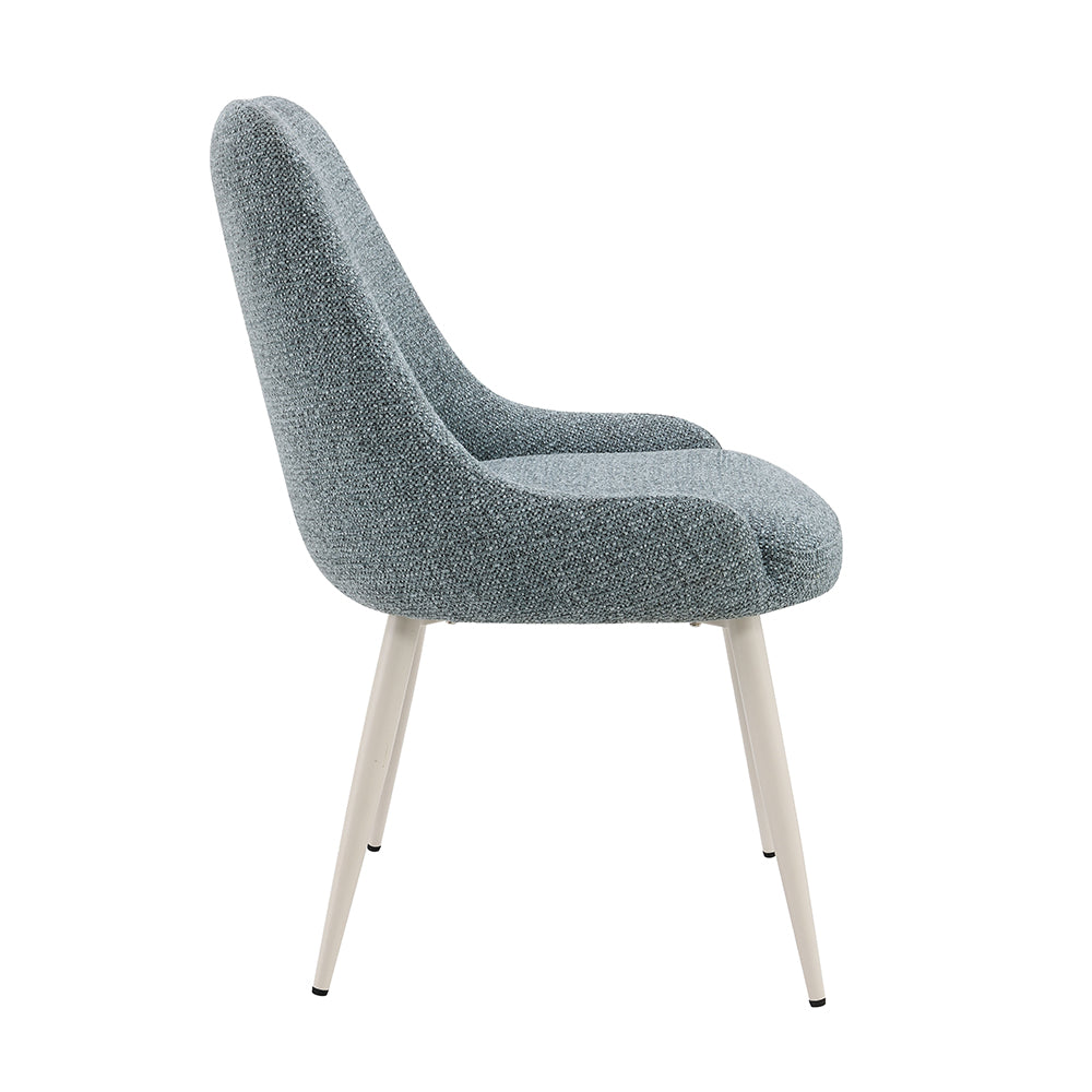 Laela Light Blue Boucle & White Side Chair (Set of 2) - Ornate Home