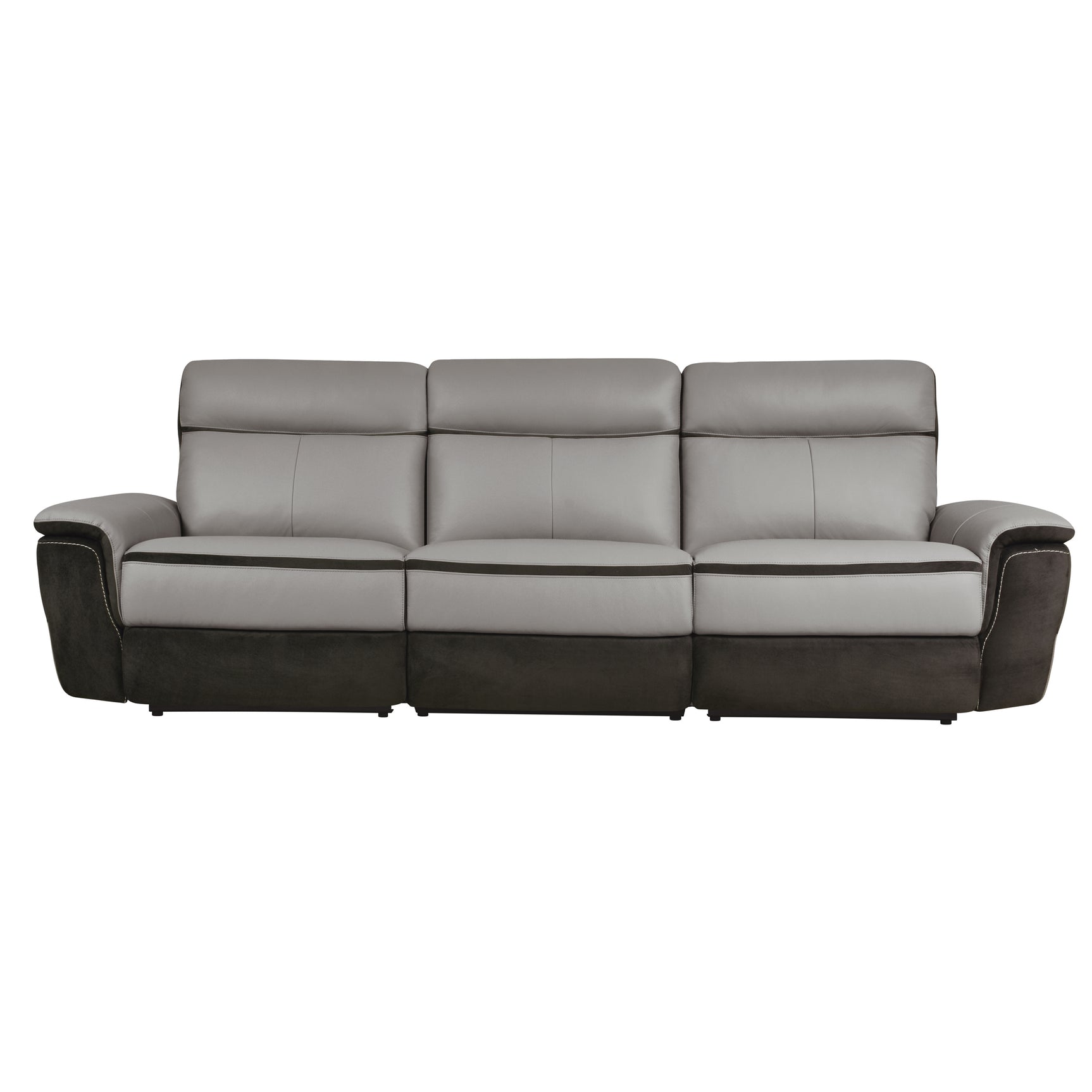 Laertes Charcoal / Taupe Gray Power Reclining Sofa and Loveseat - Ornate Home