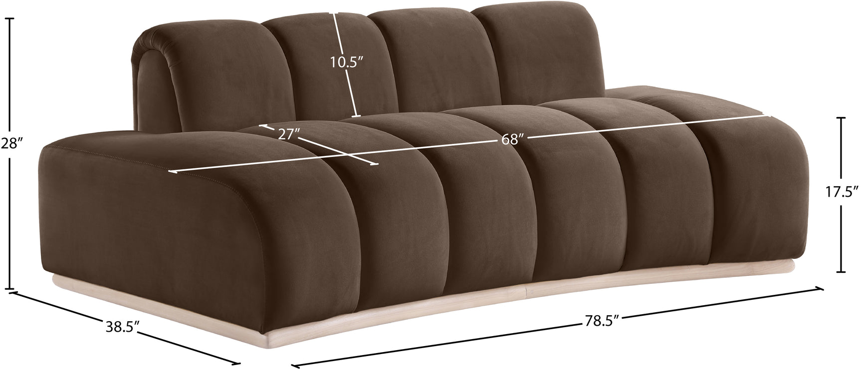 Laguna Brown/Natural 78.5" Velvet Upholstered Loveseat - Ornate Home