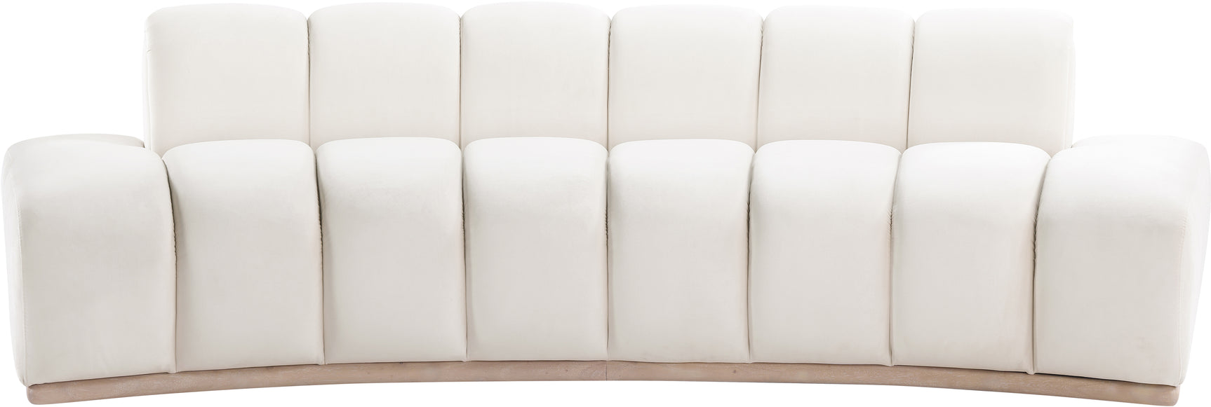 Laguna Cream/Natural 106" Velvet Upholstered Sofa - Ornate Home