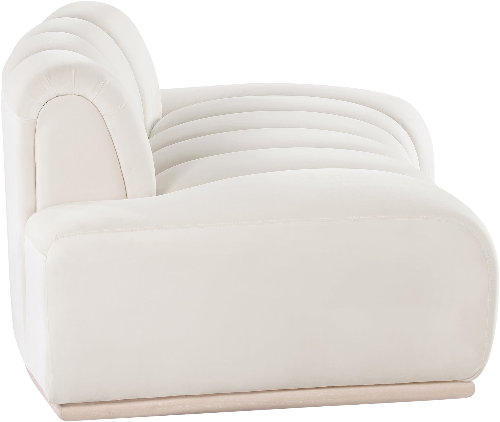 Laguna Cream/Natural 78.5" Velvet Upholstered Loveseat - Ornate Home