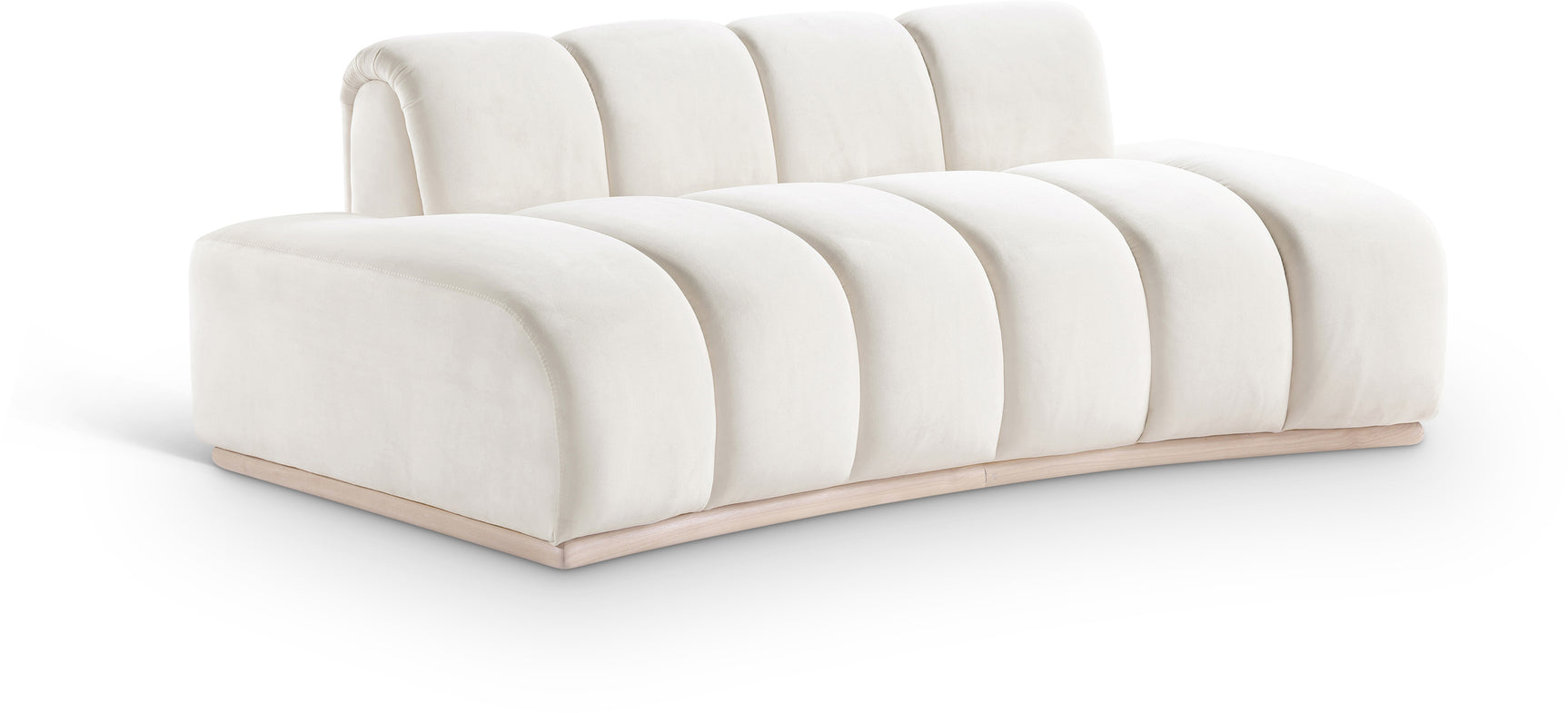 Laguna Cream/Natural 78.5" Velvet Upholstered Loveseat - Ornate Home