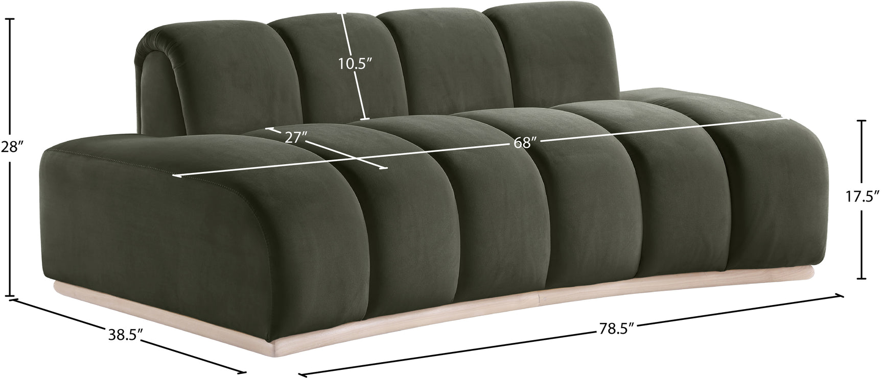 Laguna Green/Natural 78.5" Velvet Upholstered Loveseat - Ornate Home