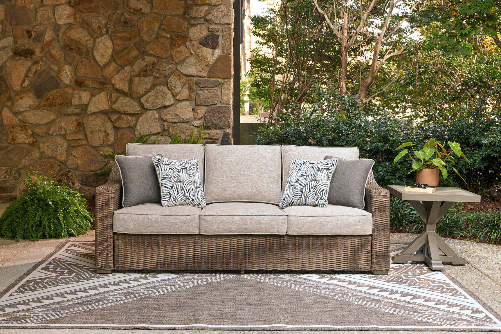 Laguna Heights Beige 3-Piece Outdoor Seating Set (Sofa, Loveeat & Recliner) - Ornate Home
