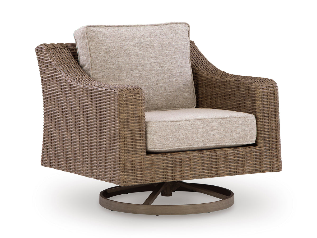 Laguna Heights Beige 3-Piece Outdoor Seating Set (Sofa & 2 Swivel Lounge) - Ornate Home