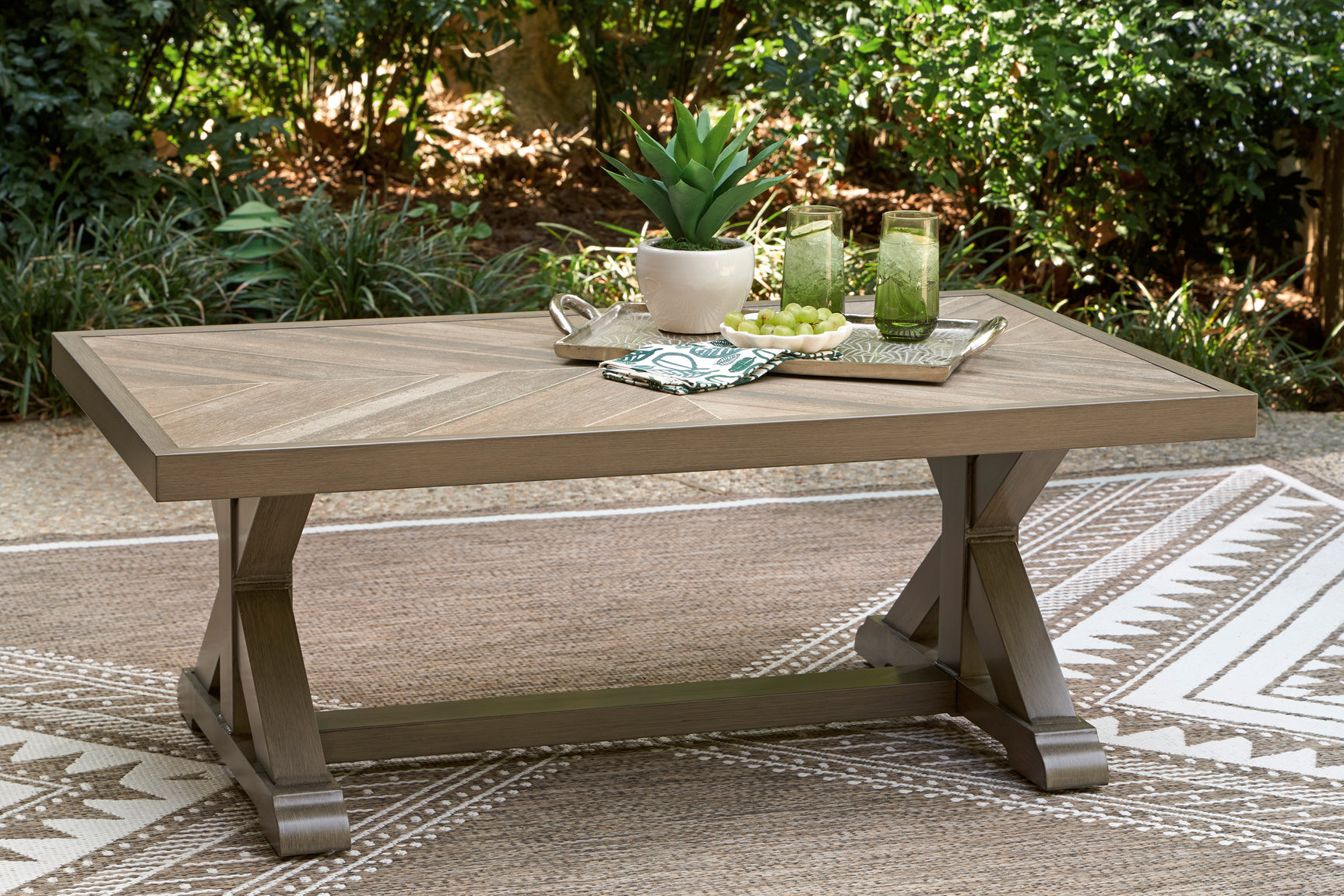 Laguna Heights Beige 4-Piece Outdoor Seating Set with Cocktail Table - Ornate Home